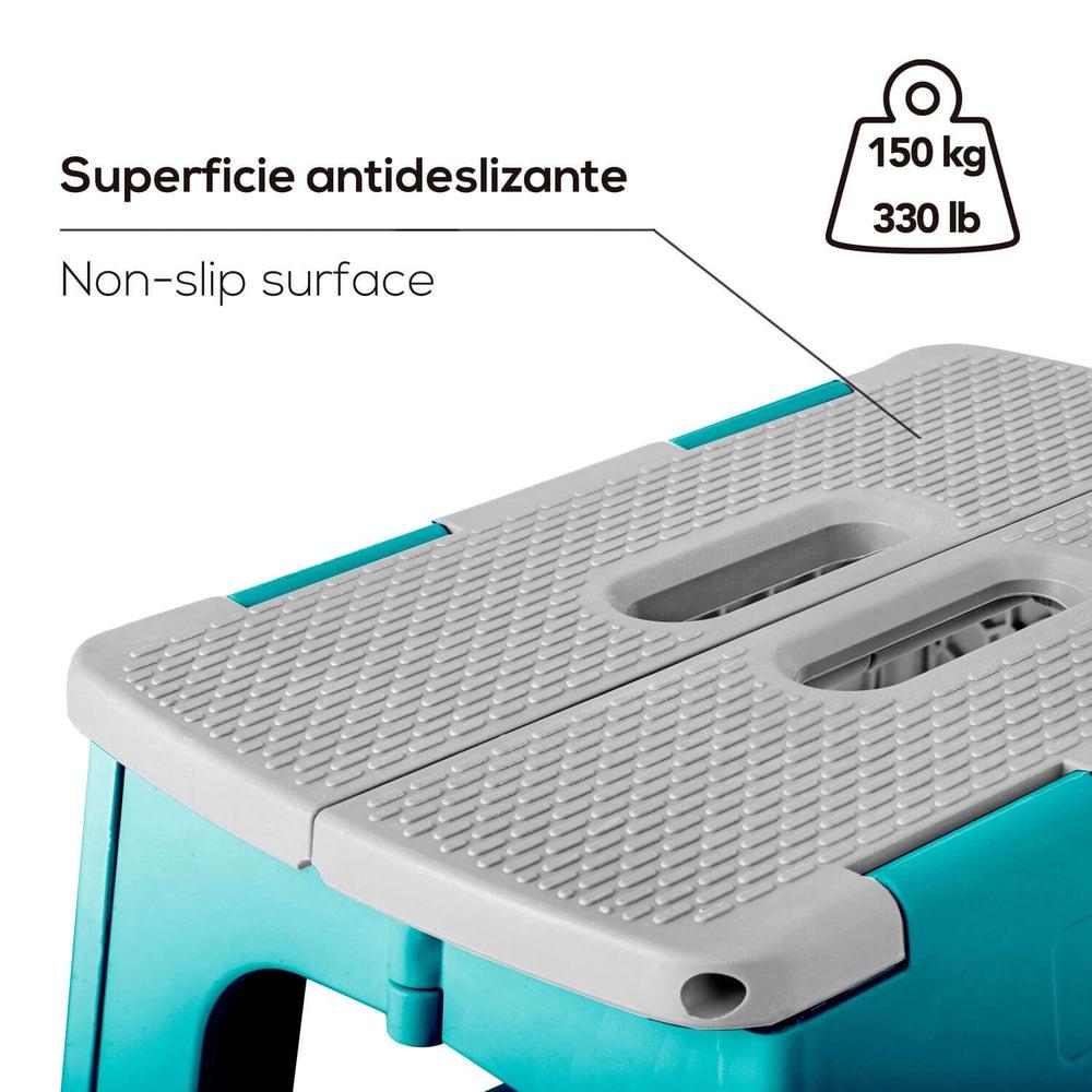 Vigar 32cm Compact Folding Step Stool - Lightweight & Sturdy, Non-Slip Surface, Turquoise - Perfect for Kitchen, Bathroom, Kids Room & Home Storage