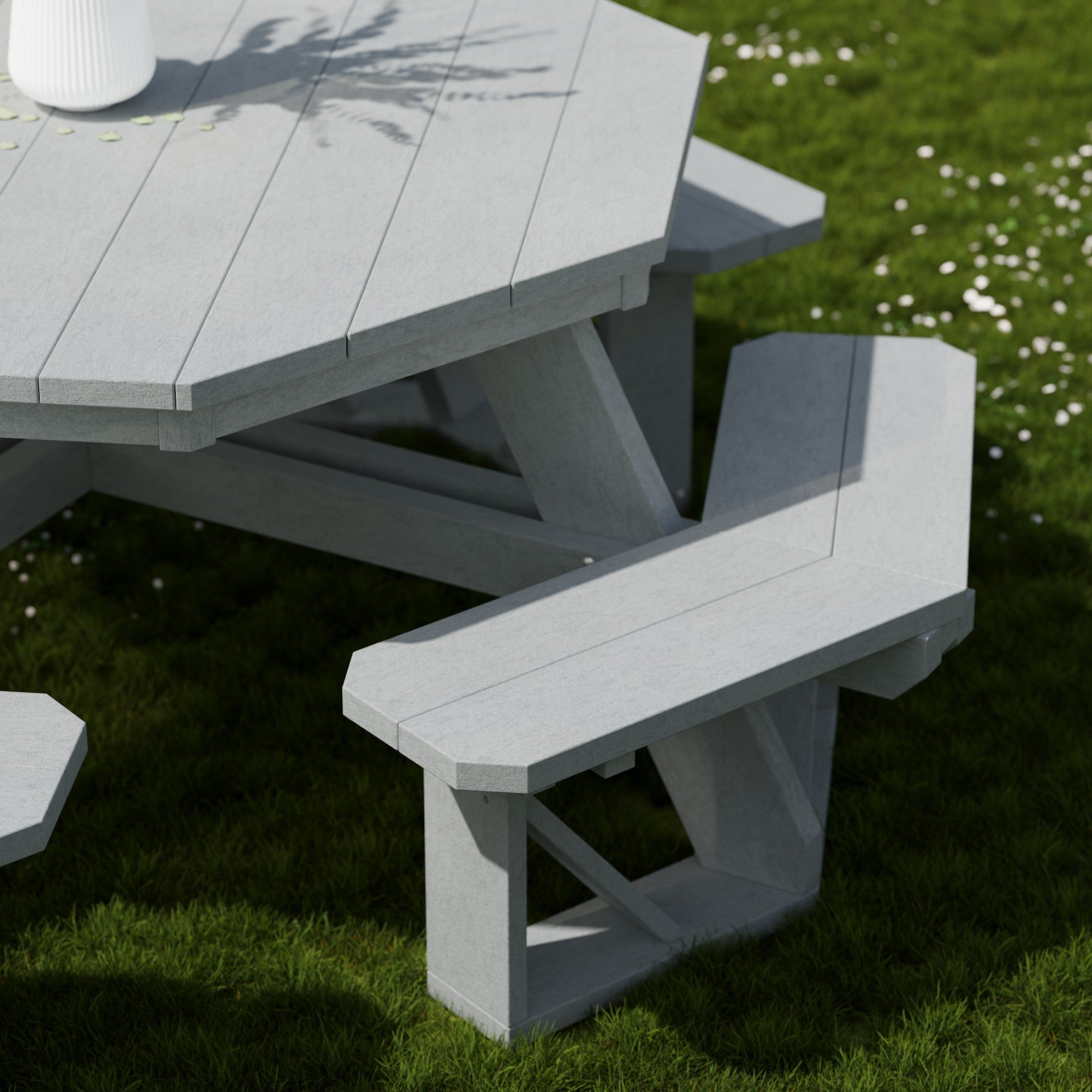 Heritage Octagon Picnic Table - 8-Person Outdoor Dining Set for Backyard, Patio, Garden, Park & Camping - Durable All-Weather Wooden Picnic Bench