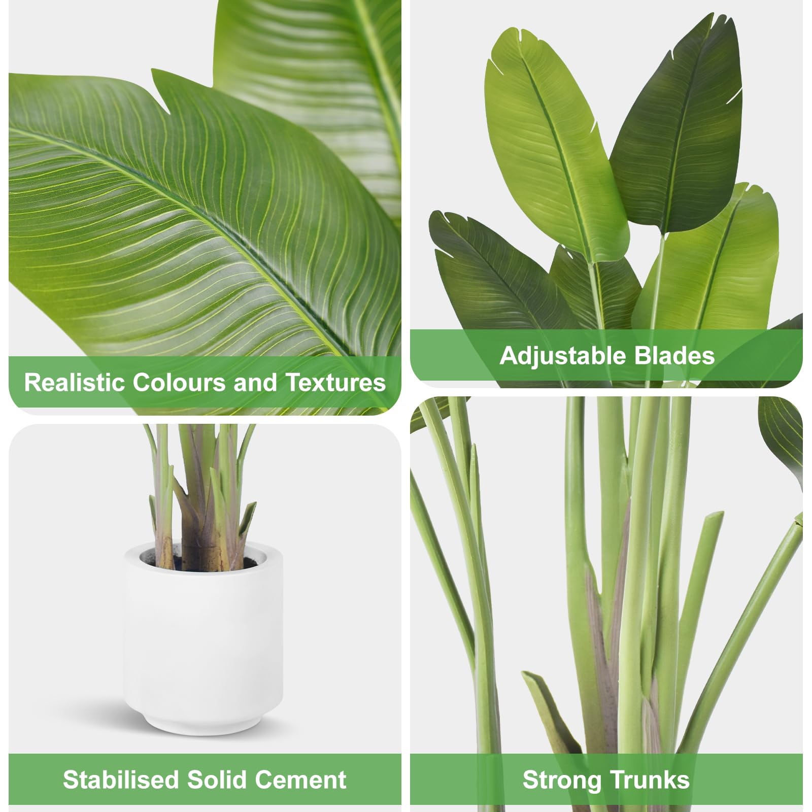 6Ft Tall Artificial Bird of Paradise Plant - Realistic Fake Tropical Palm Tree with 13 Silk Banana Leaves - Large Faux Indoor Plants for Home Decor in White Pot - Perfect for Living Room, Bedroom, Office & Tropical-Themed Spaces