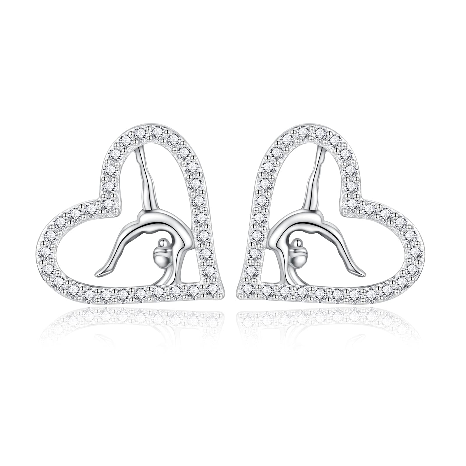 925 Sterling Silver Gymnast Stud Earrings for Women – USA Gymnastics Team Jewelry – Perfect Sporty Birthday & Christmas Gifts for Female Athletes – Ideal for Competitions, Training & Everyday Wear