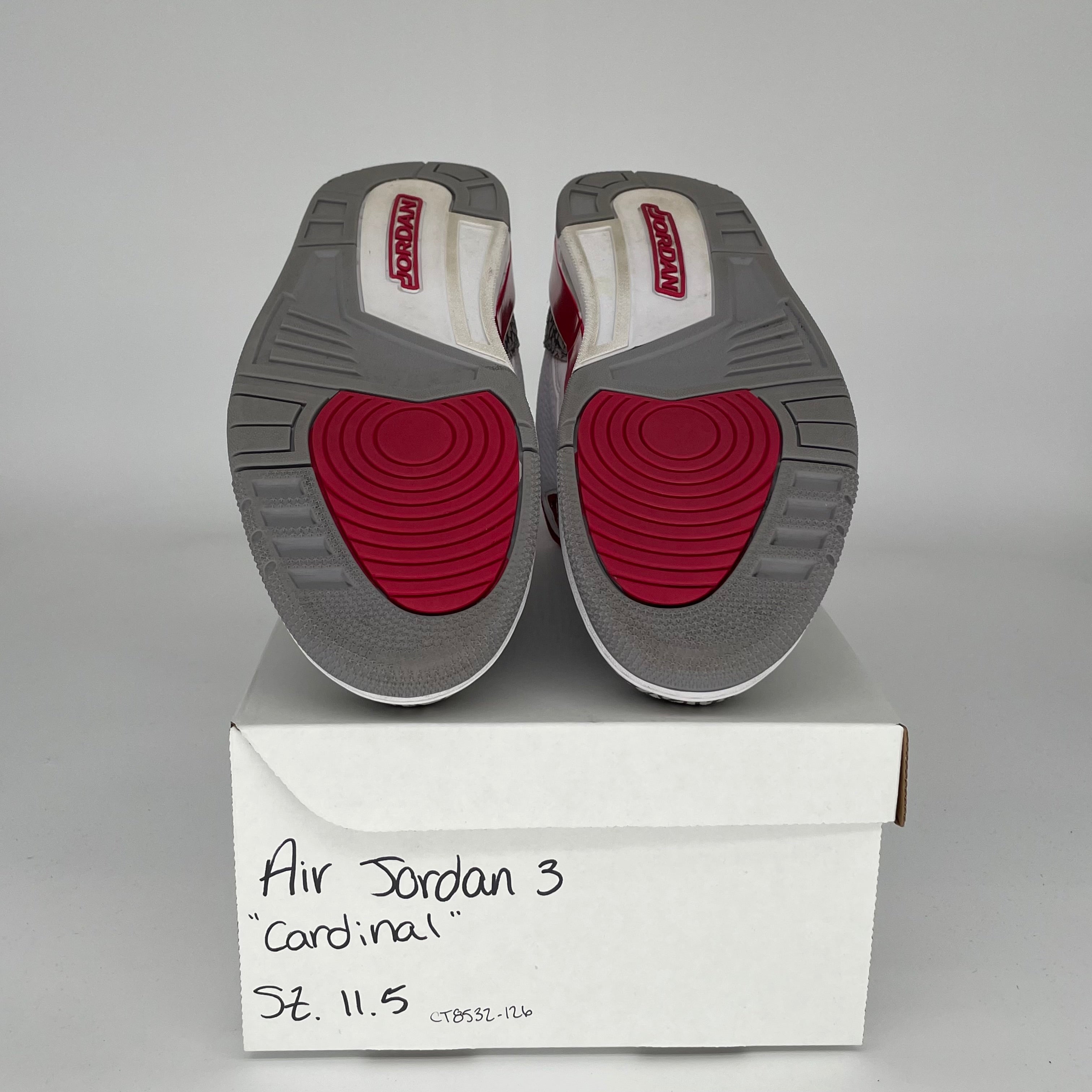 AIR JORDAN 3 CARDINAL Men's Basketball Shoes Size 11.5 - Style CT8532-126 | Retro Sneakers for Casual Wear & Street Fashion