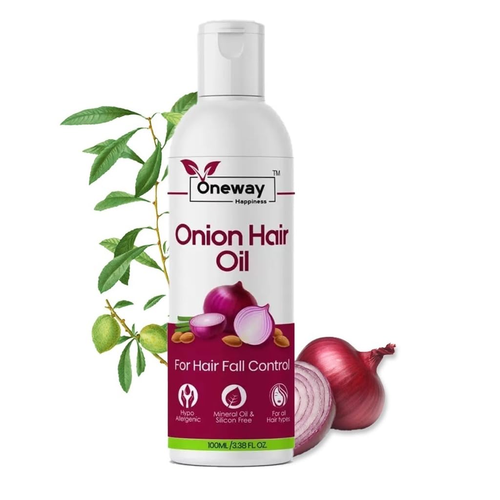 Oneway Happiness Onion Hair Oil for Hair Growth & Hair Fall Control - 100mL | 28 Natural Oils Blend | Non-Sticky Hair Growth Oil for Men & Women | Promotes Thicker, Stronger Hair | Perfect for Daily Scalp Massage & Nourishment