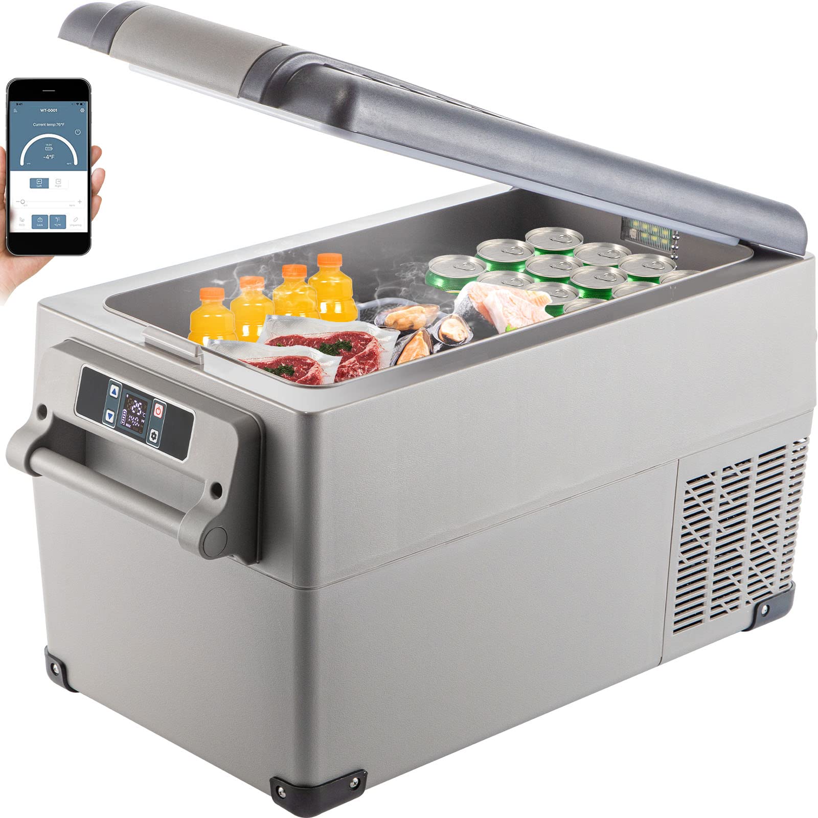 VBENLEM 37 Quart (35 Liter) Portable Refrigerator - 12V/24V DC & 110-240V AC Dual Zone Car Fridge with App Control (-4°F to 68°F) for Camping, Road Trips, Fishing, RV, Outdoor Adventures & Home Use