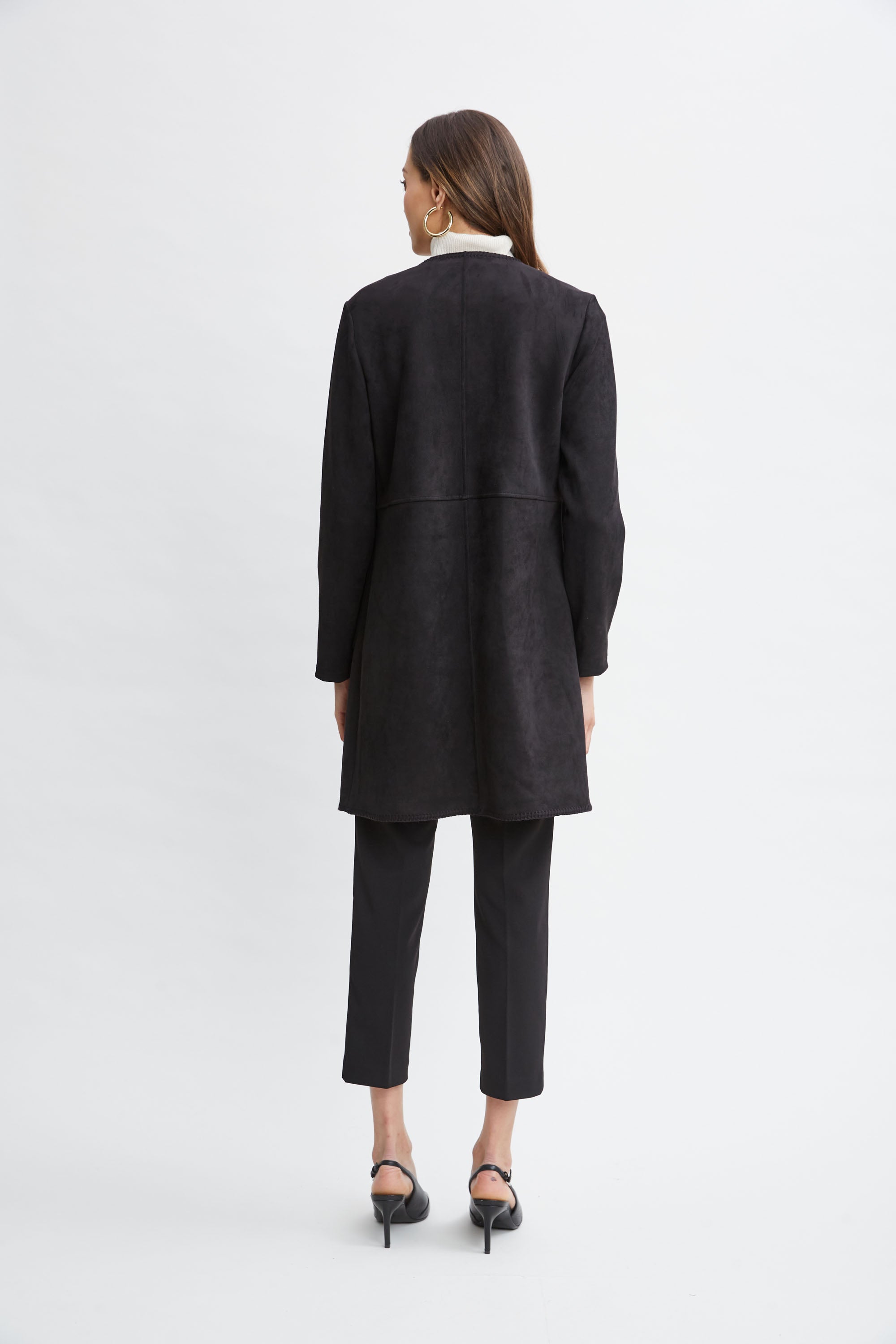 Tahari Vegan Suede Jacket for Women - Faux Leather Vegan Jacket with Belt - Stylish Fall & Winter Outerwear for Work, Date Night & Casual Wear