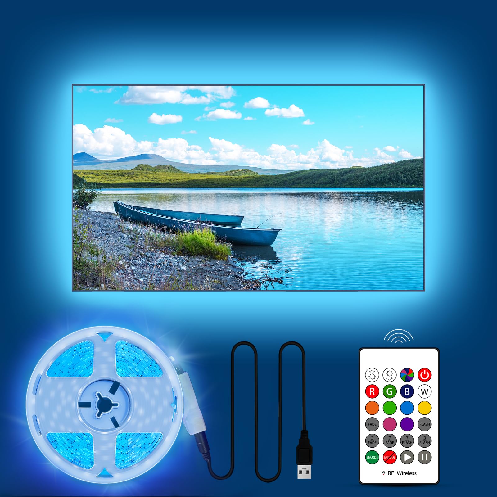 HAMLITE 21Ft LED Backlight Strip for 82-95 Inch TVs - USB Powered Ambient Lighting for Home Theater, Gaming Room Decor, Easy-Bending Design - Perfect for Movie Nights & Gaming Setup