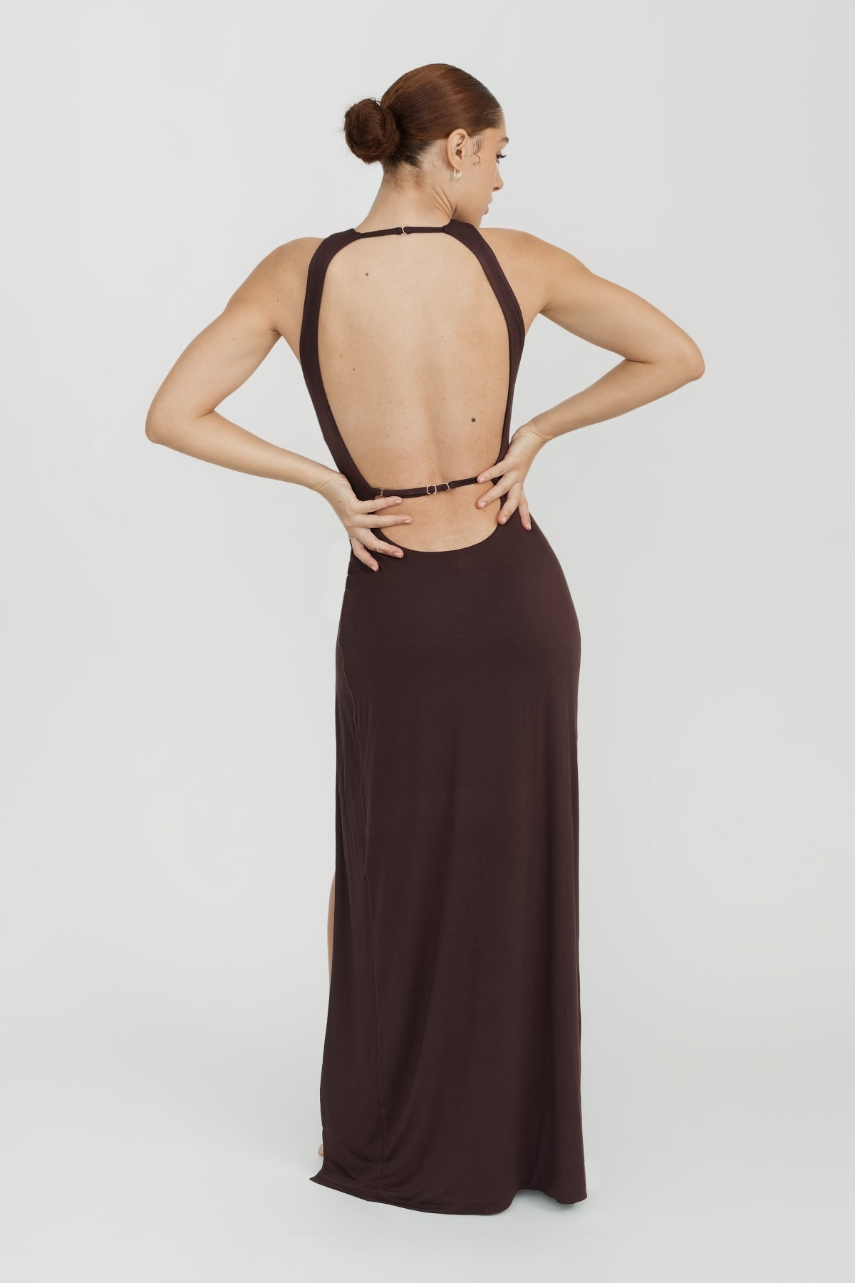 Elegant Capri Maxi Dress in Chocolate Brown - Perfect for Summer Beach Vacations & Casual Outings