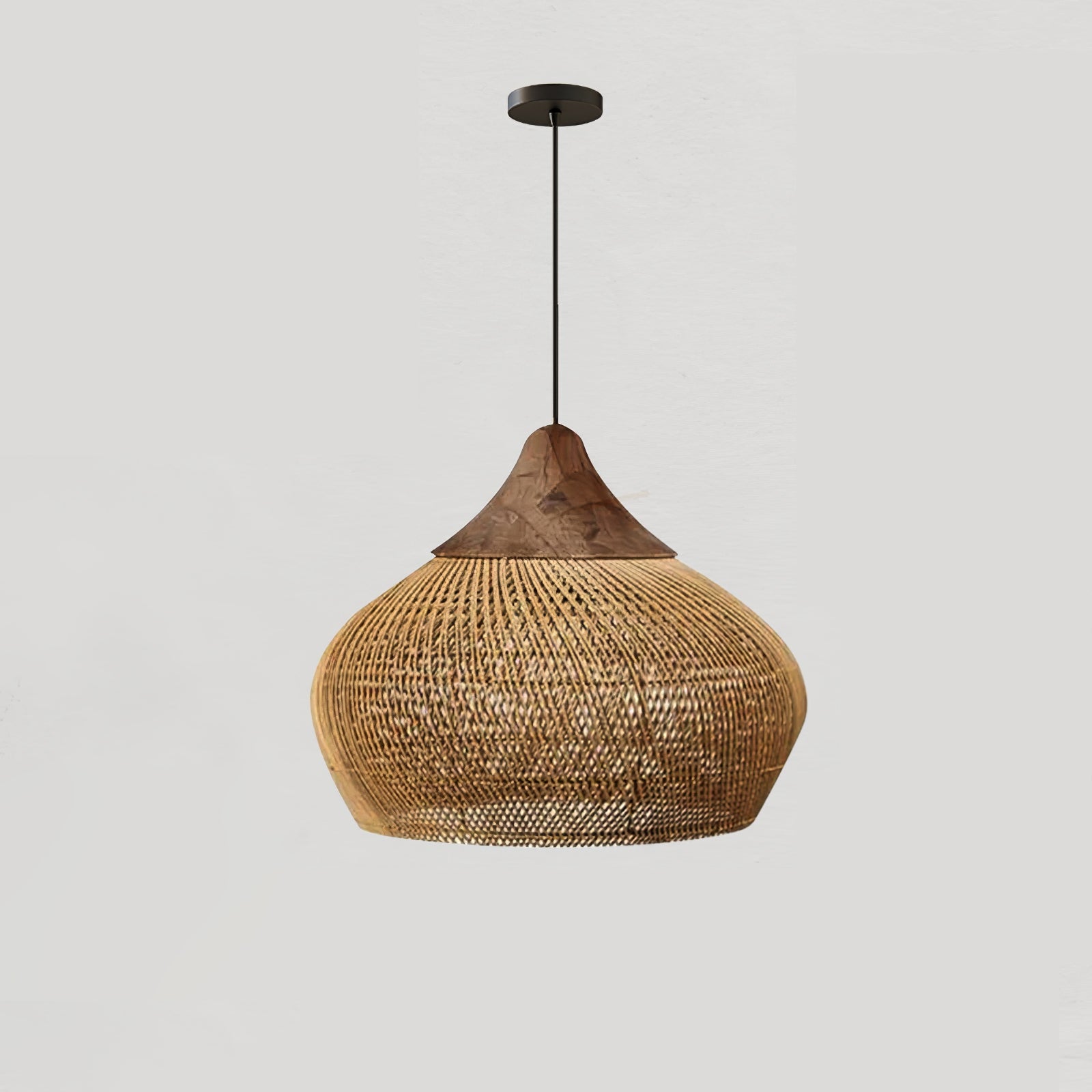 Handwoven Rattan Pendant Light - Natural Boho Ceiling Lighting Fixture for Bedroom, Living Room & Patio Decor