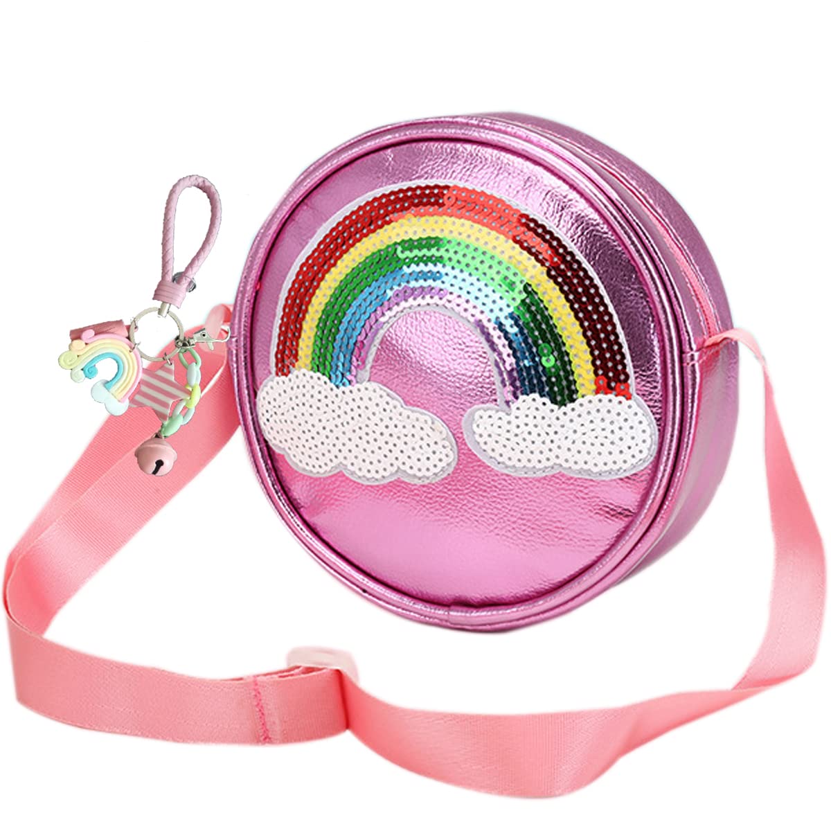 **Rainbow Crossbody Purse for Little Girls - Cute Princess Handbag with Rainbow Keychain for Toddlers & Kids | Perfect for Birthday Gifts, Dress-Up Play & Everyday Use**