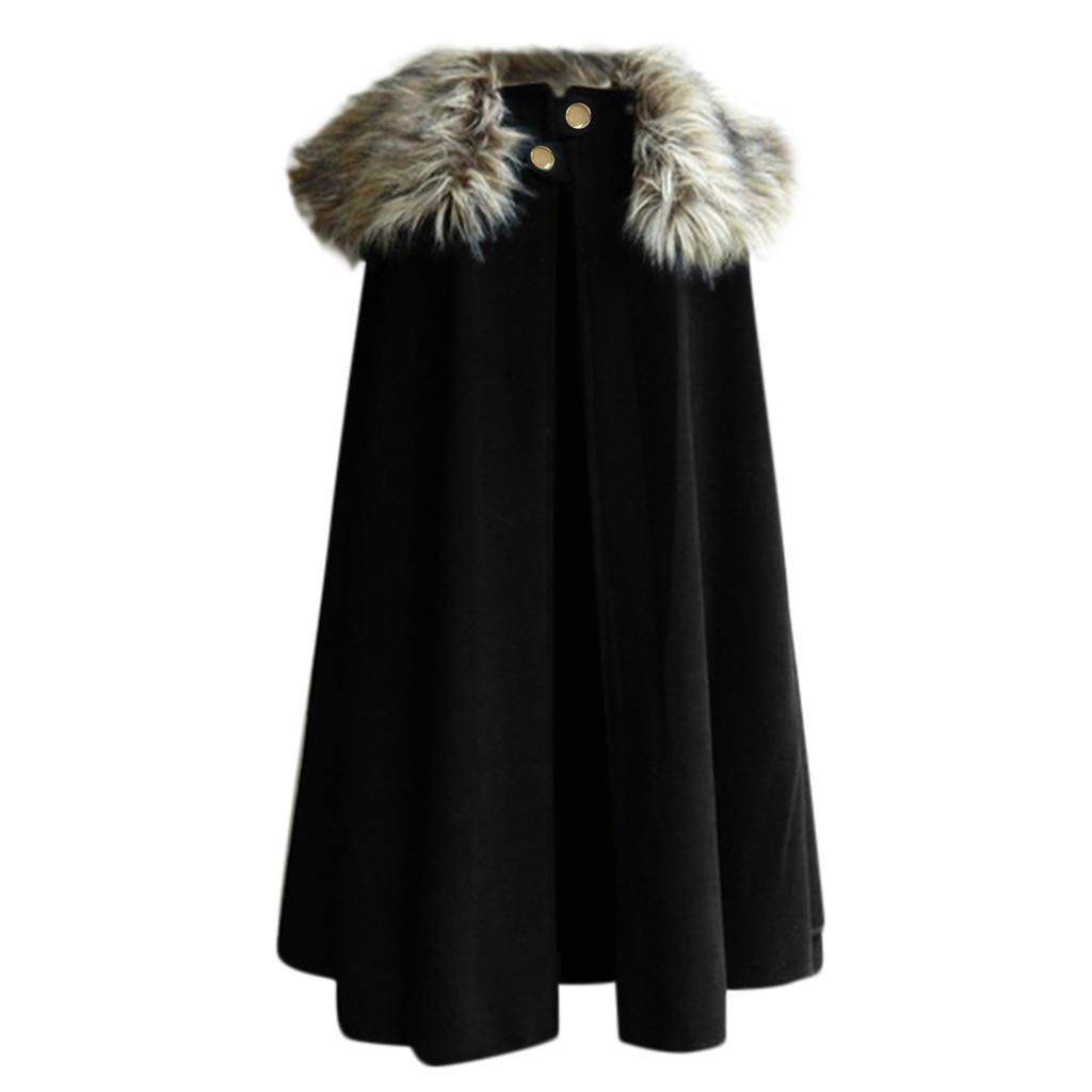 Men's Fashion Cloak Collar Long Winter Cloak Coat - Fleece Top Blouse for Boys & Men | Perfect for Cosplay, Halloween Costumes & Winter Outerwear