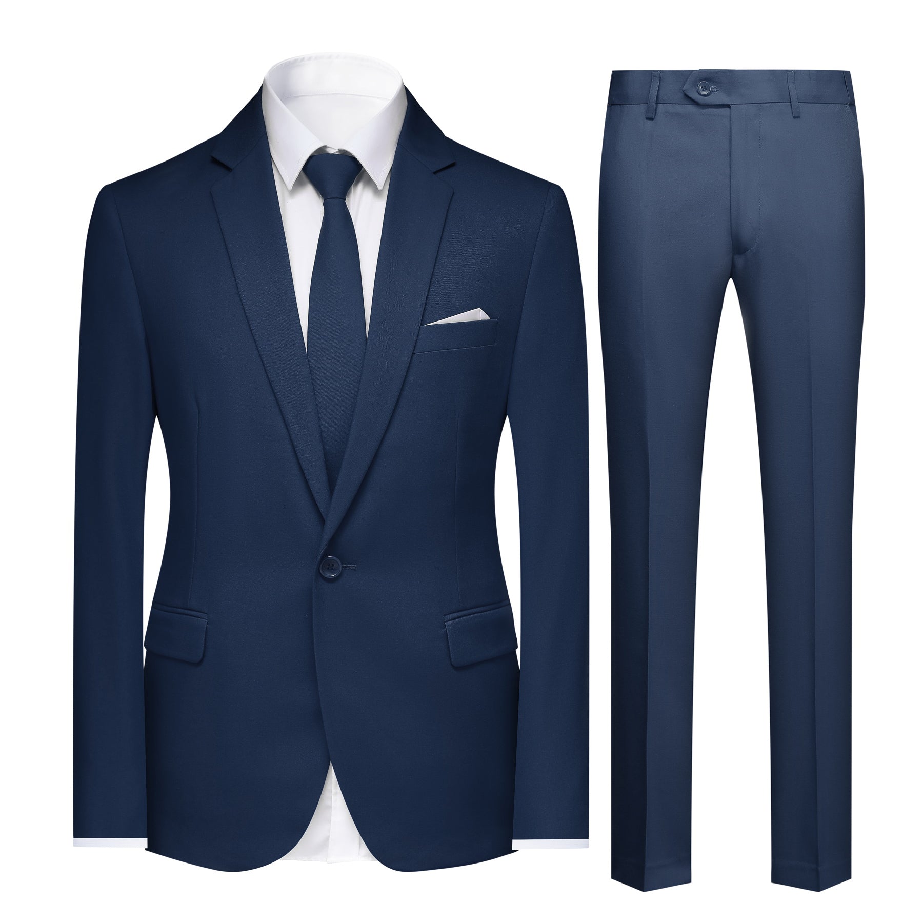 2-Piece Slim Fit Navy Blue Suit for Men - Modern Minimalist Design - Perfect for Business, Weddings & Formal Events