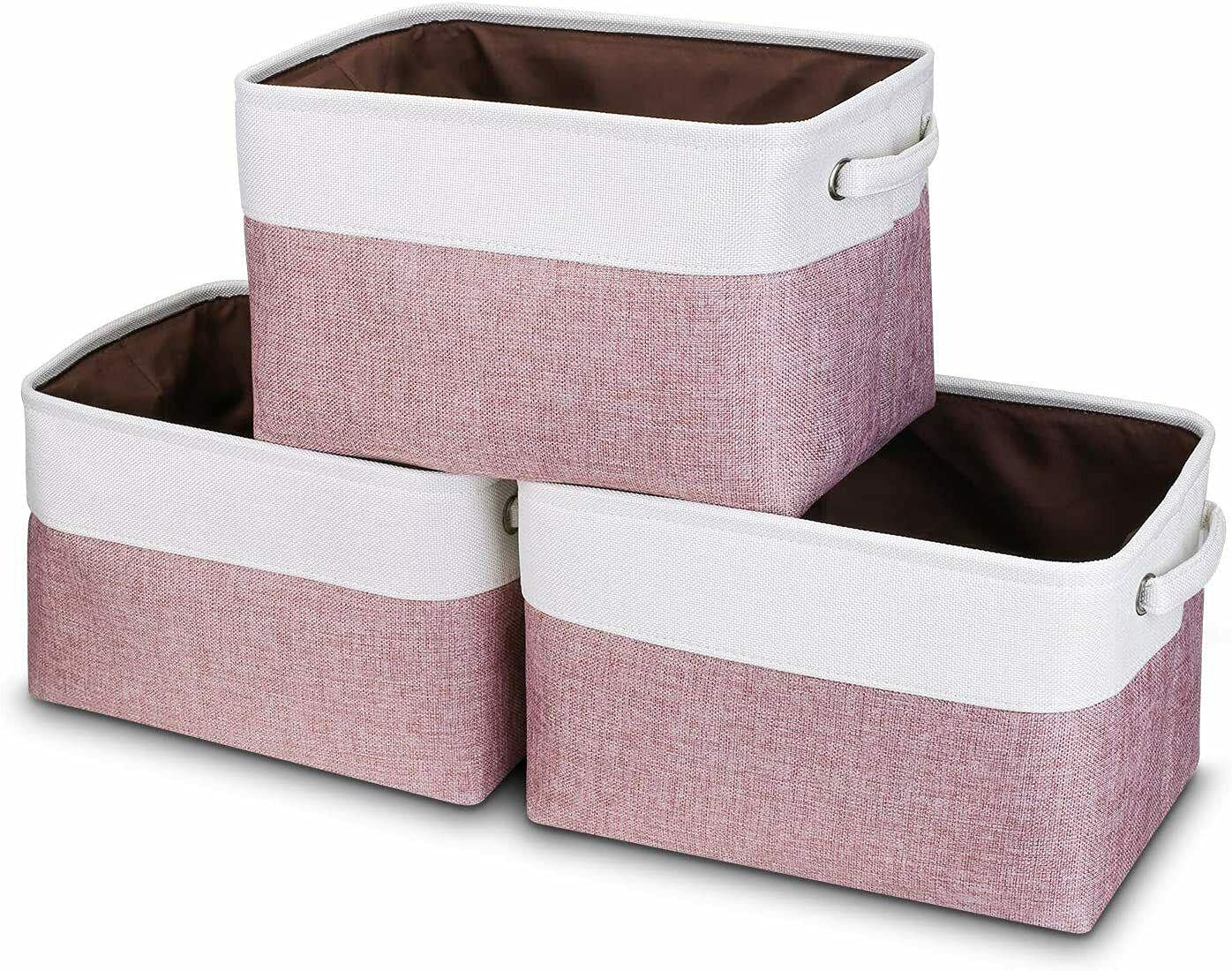 STNA 3-Pack Large Storage Baskets with Lids - Foldable Fabric Storage Bins for Laundry, Bathroom & Home Organization | Collapsible Closet Organizer Cube Boxes for Shelves, Under Bed & Nursery Storage