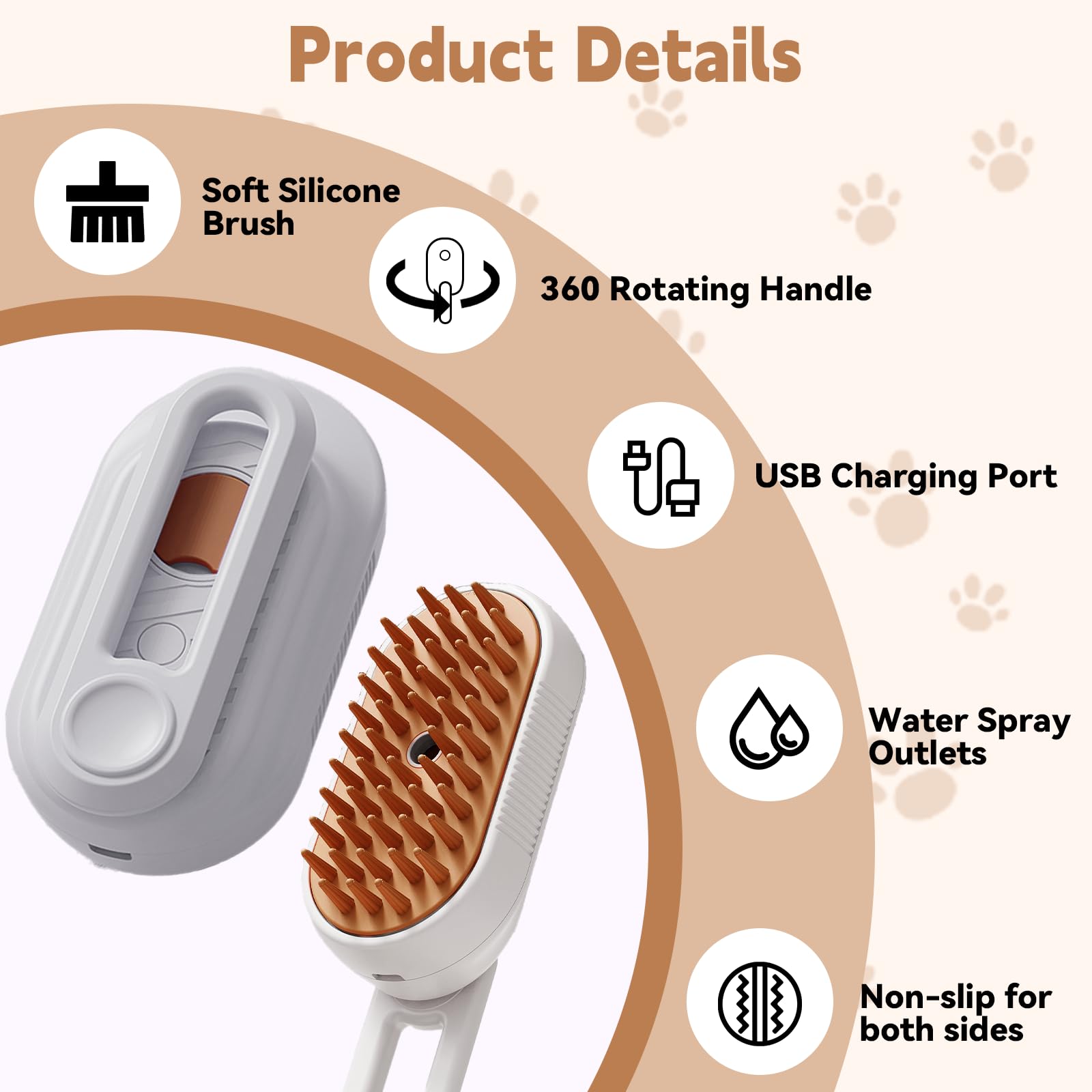 3-in-1 Foldable Cat Steam Brush for Shedding - Pet Grooming Comb with Spray Function for Cats & Dogs | Professional Deshedding Tool for Home Pet Spa & Hair Removal Care