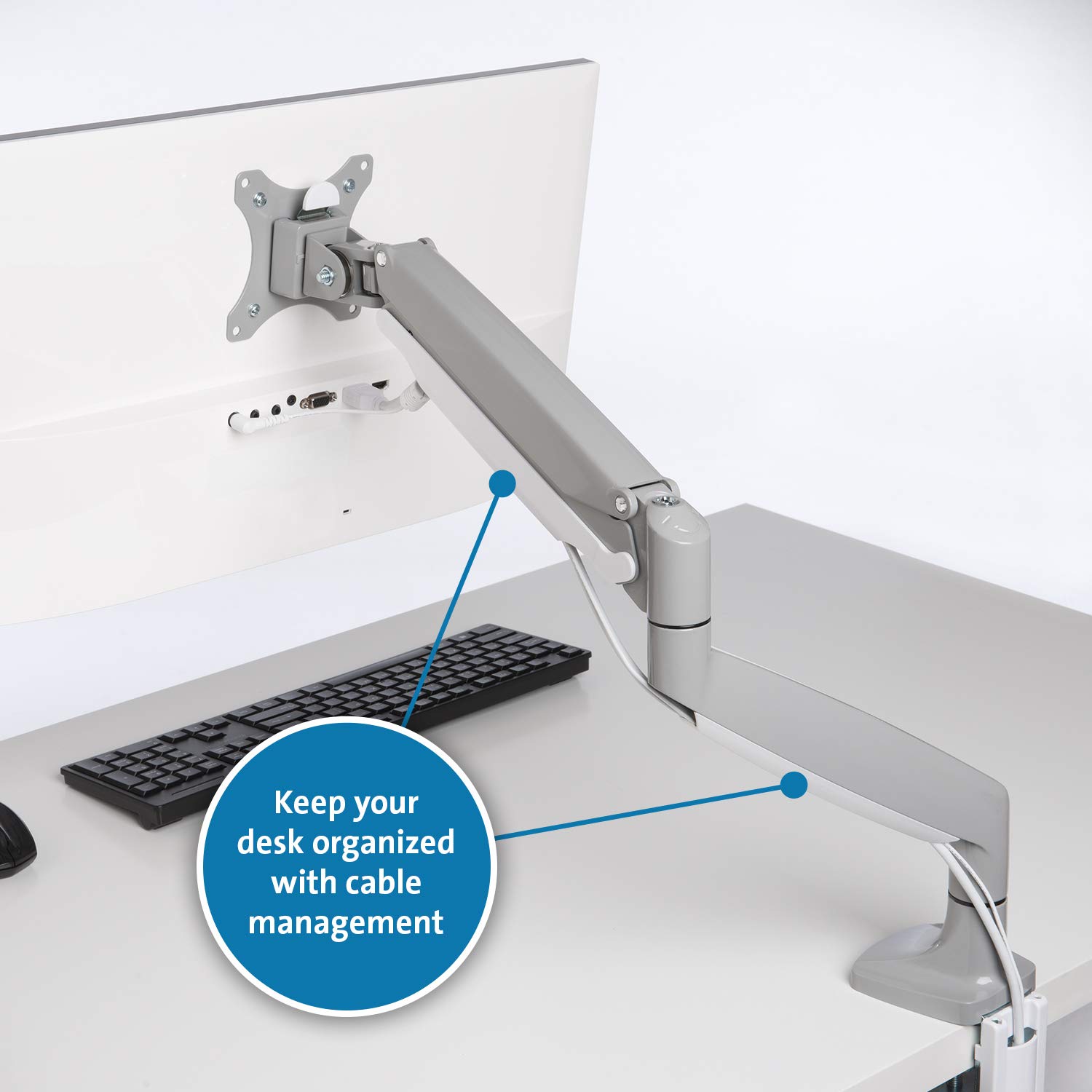 Kensington Single Monitor Arm with VESA Mount - Adjustable Gas Spring Desk Mount for 13-34