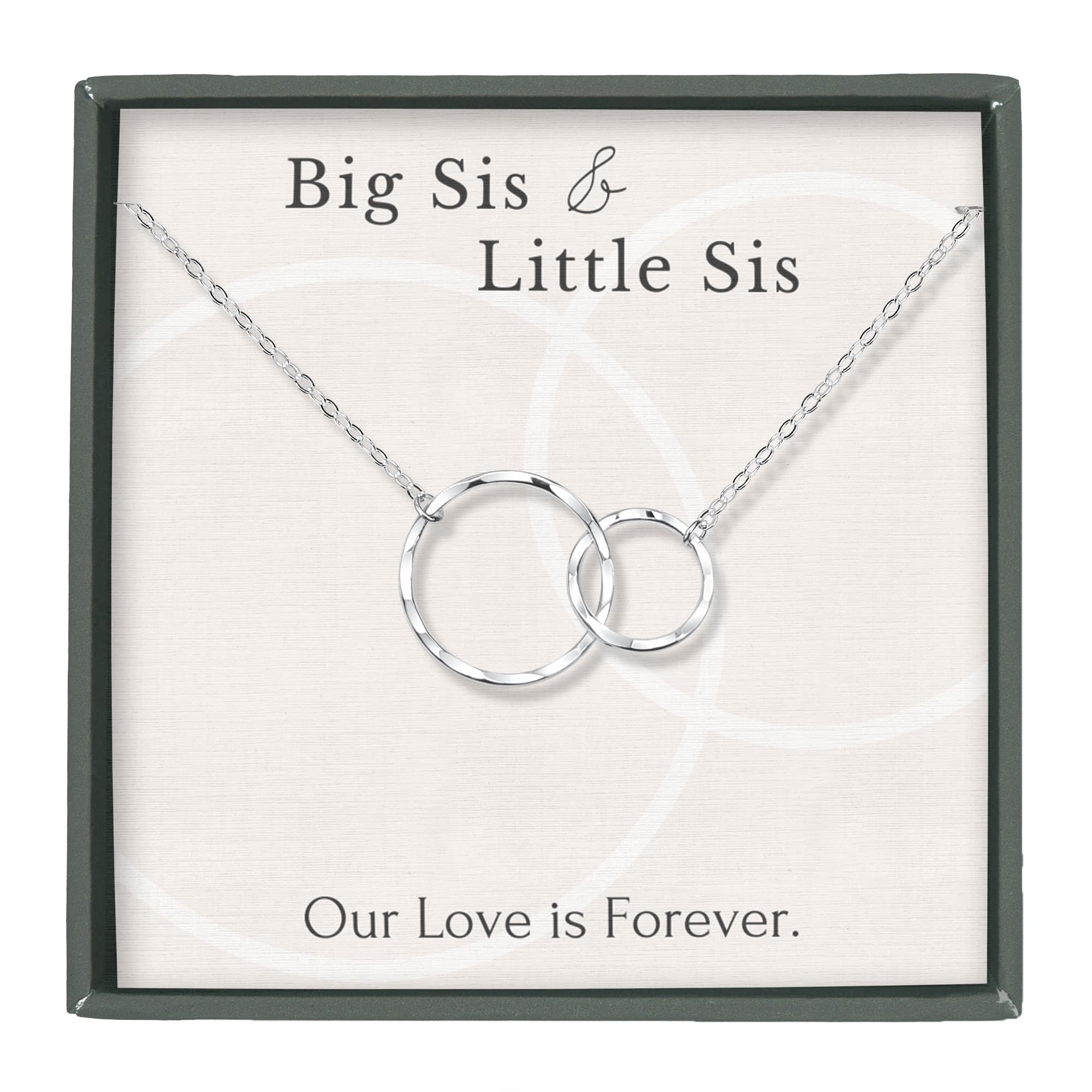 Big & Little Sister Necklace - 14k Gold Plated Sterling Silver Interlocking Rings Jewelry for Sisters | Perfect Sister Gift for Birthday, Anniversary & Special Occasions