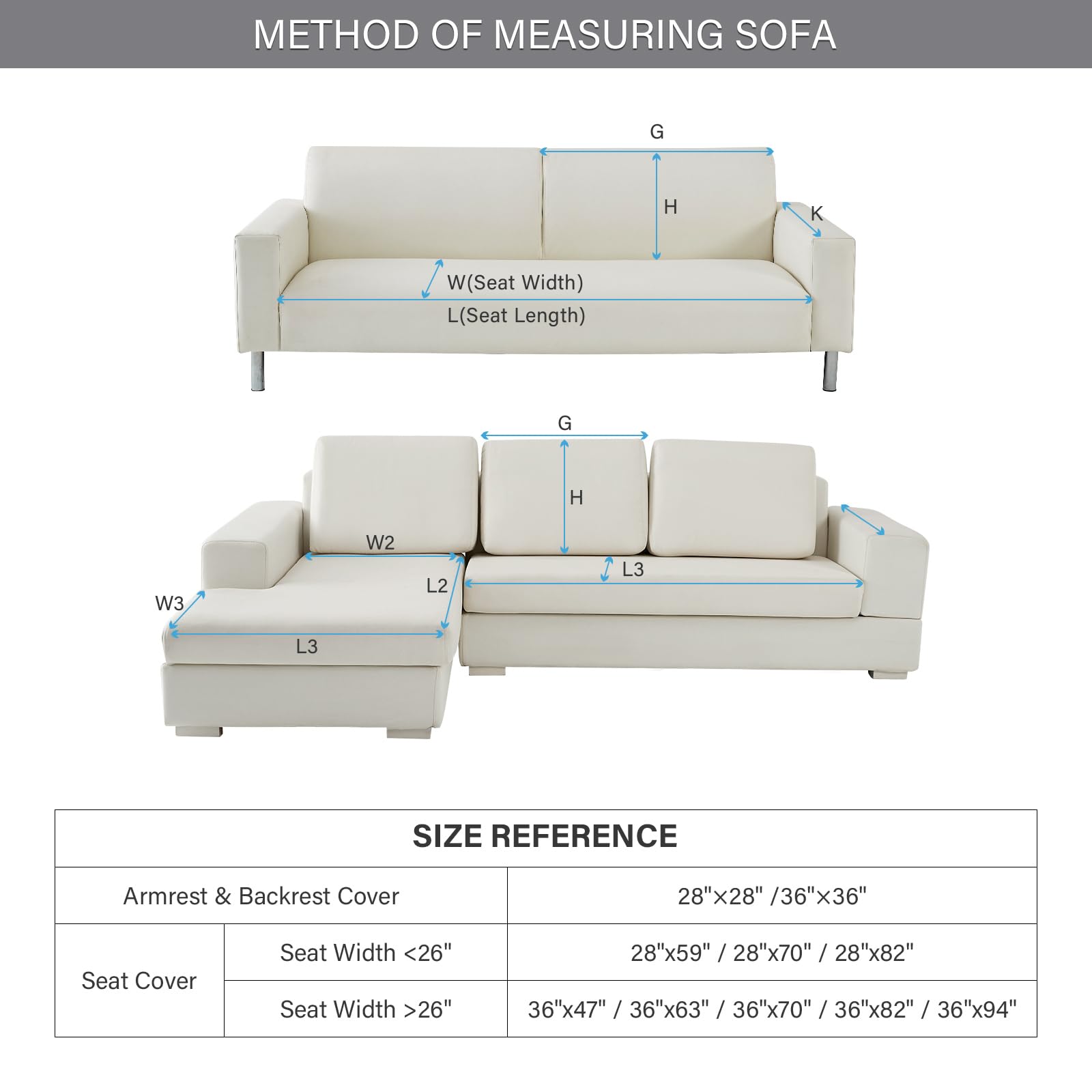 Deep Dream Sofa Cover - 36 x 47 Inch Dark Grey Sectional Couch Cover for 3 Cushion Couches, Anti-Slip Recliner & Loveseat Protector - Pet & Kid Friendly L-Shaped Couch Cover (1 Piece) - Perfect for Living Room, Family Room & Home Theater Seating