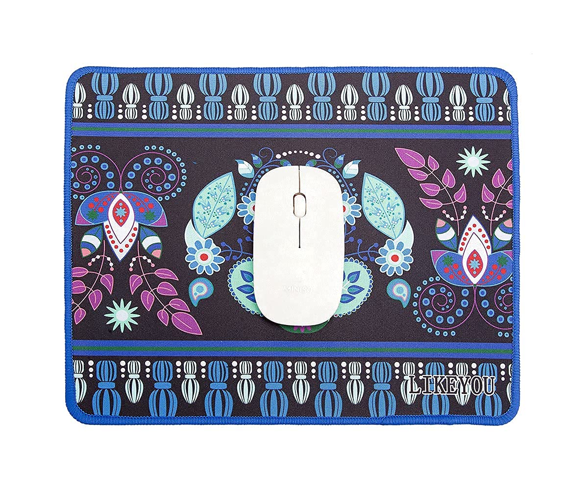LIKEYOU Blue Floral Computer Mouse Pad - Non-Slip Gaming & Office Desk Mat for PC Laptop - Perfect for Work, Gaming, and Home Office Use