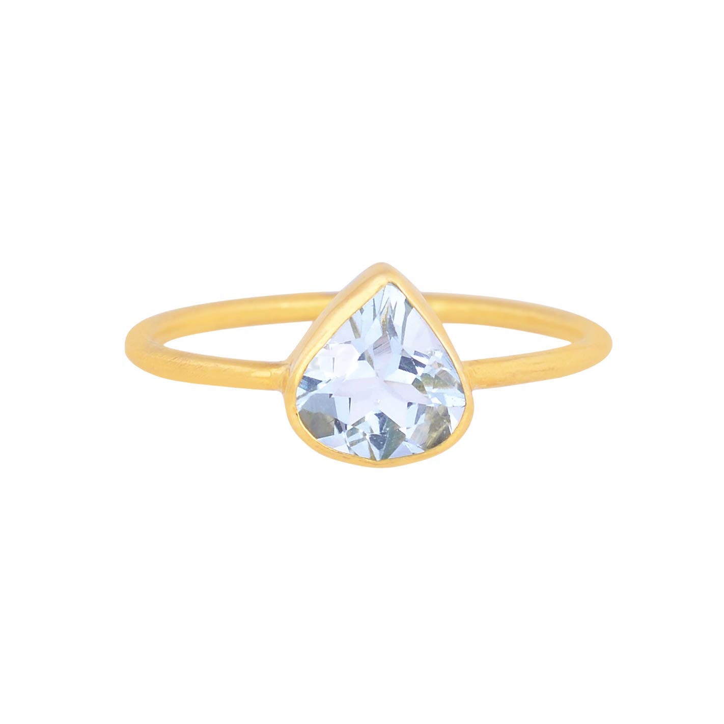 18K Yellow Gold Triangle Aquamarine Ring - 0.96 Carat Genuine Gemstone Women's Jewelry for Engagement, Anniversary & Gift Giving | Perfect for Weddings, Proposals & Special Occasions