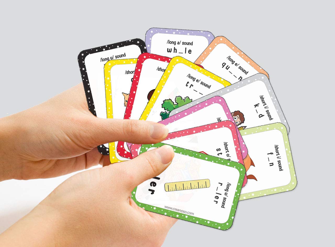 Phonics Vowel Sounds Learning Cards for Kids (4-Deck) - Teaching Tool for Home & Classroom