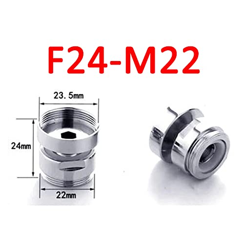 360 Degree Swivel Faucet Adapter - 24mm Female to 22mm Male NPT Thread Brass Connector for Kitchen Sink, Water Purifier & Tap Aerator | Perfect for Home, RV & Outdoor Use