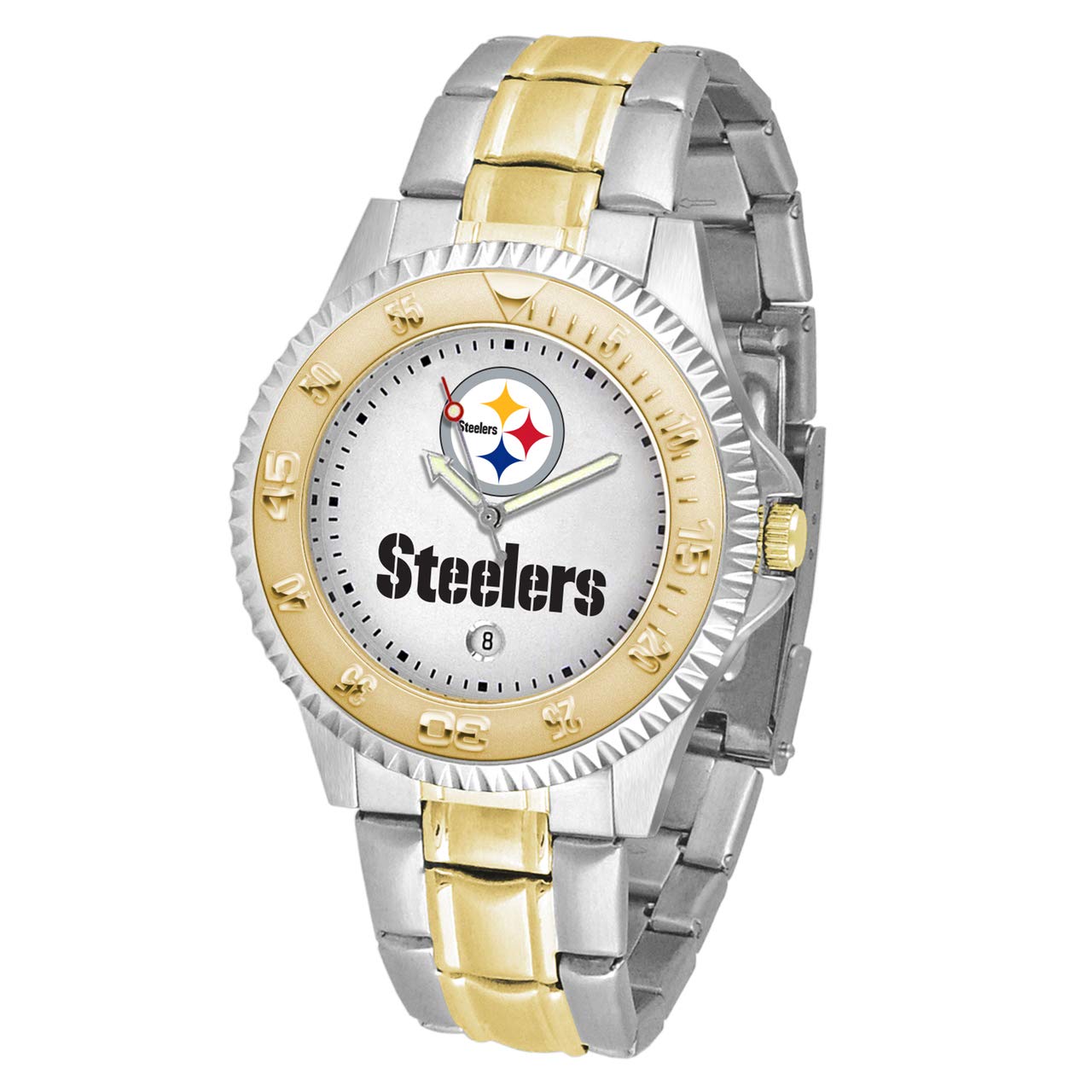 NFL Men's Two-Tone Competitor Wrist Watch - White, One Size - Perfect for Football Fans & Game Day Outfits