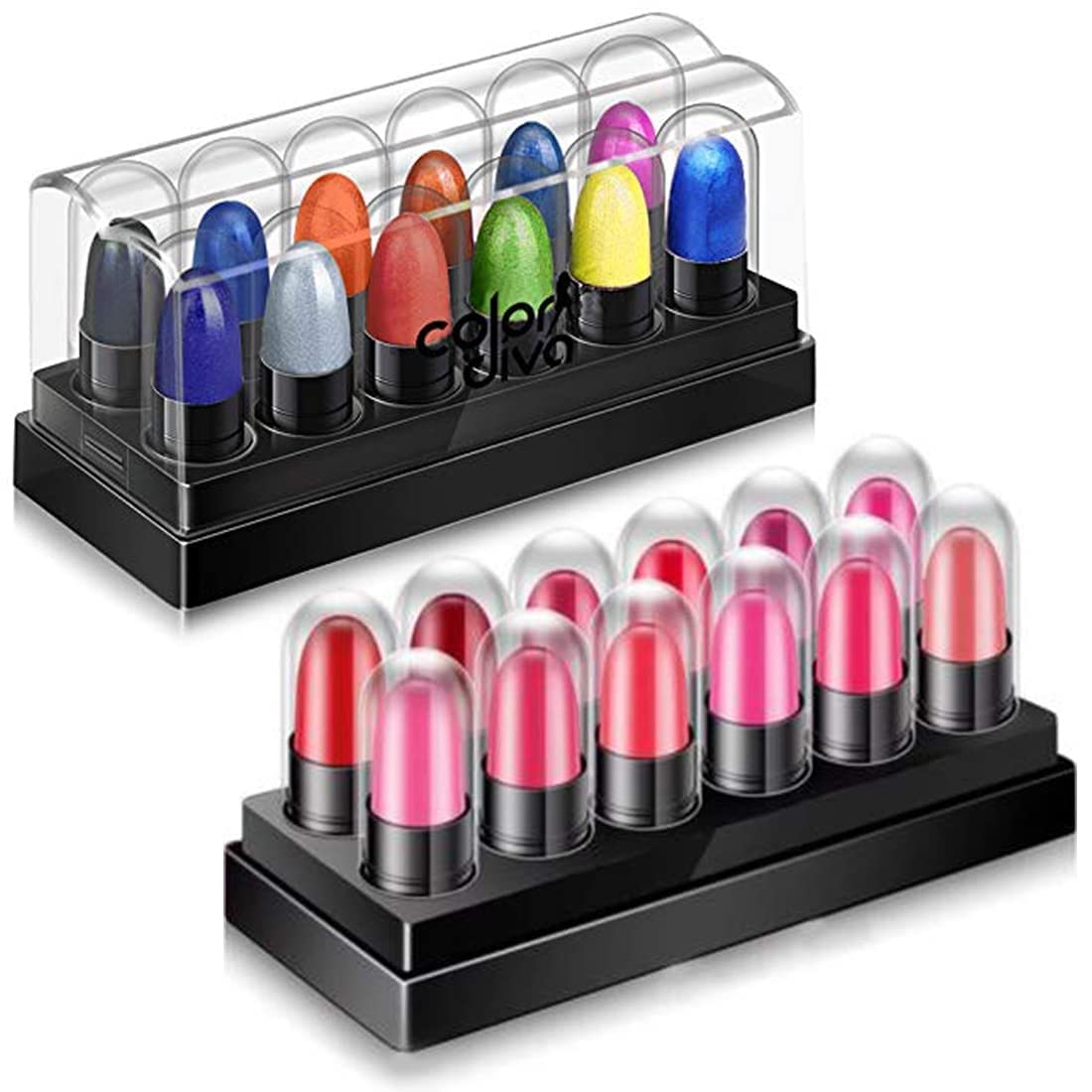 Color Diva 12-Color Trendy Eyeshadow Palette & Mini Lipstick Set - Complete Eye & Lip Makeup Kit with Lip Crayon, Long-Lasting Pigments for Party & Everyday Wear - 24-Piece Multicolor Makeup Collection (CDLPSK110-CDEYSHDW104) | Perfect for Date Nights, Special Events & Daily Glam
