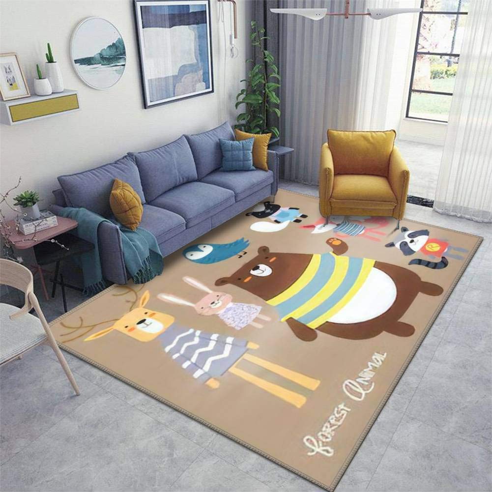 Non-Slip Forest Animal Runner Rug Pad - Bear, Fox, Owl, Deer, Rabbit, Raccoon Design - Thickened Doormat for Living Room, Entryway, Indoor & Outdoor Use - Perfect for Home Decor and High Traffic Areas