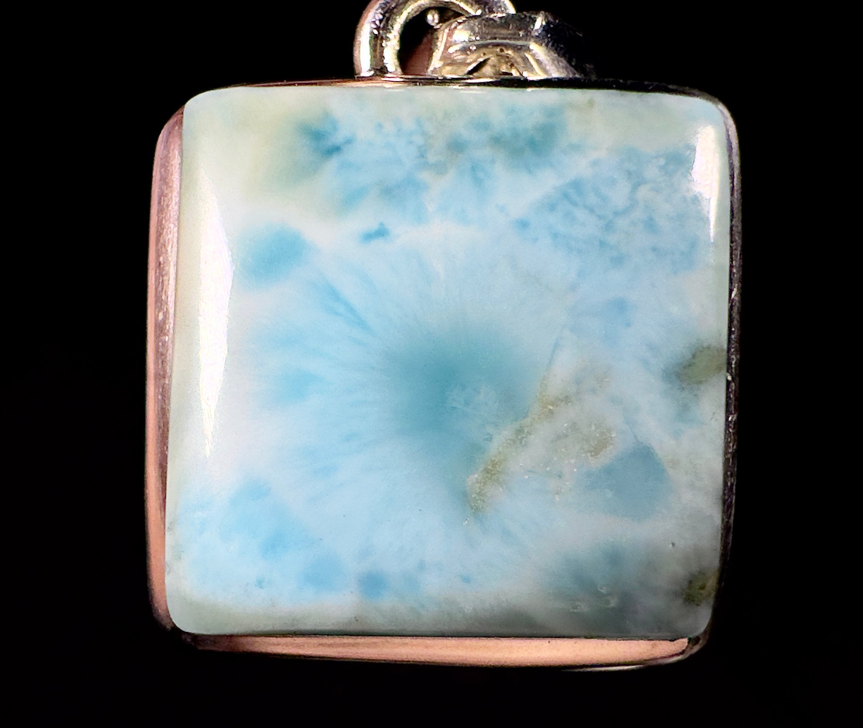 Handmade Sterling Silver Larimar Crystal Pendant - Square Healing Stone Jewelry for Women | Spiritual Healing, Meditation & Energy Balancing | Perfect Gift for Birthdays & Special Occasions
