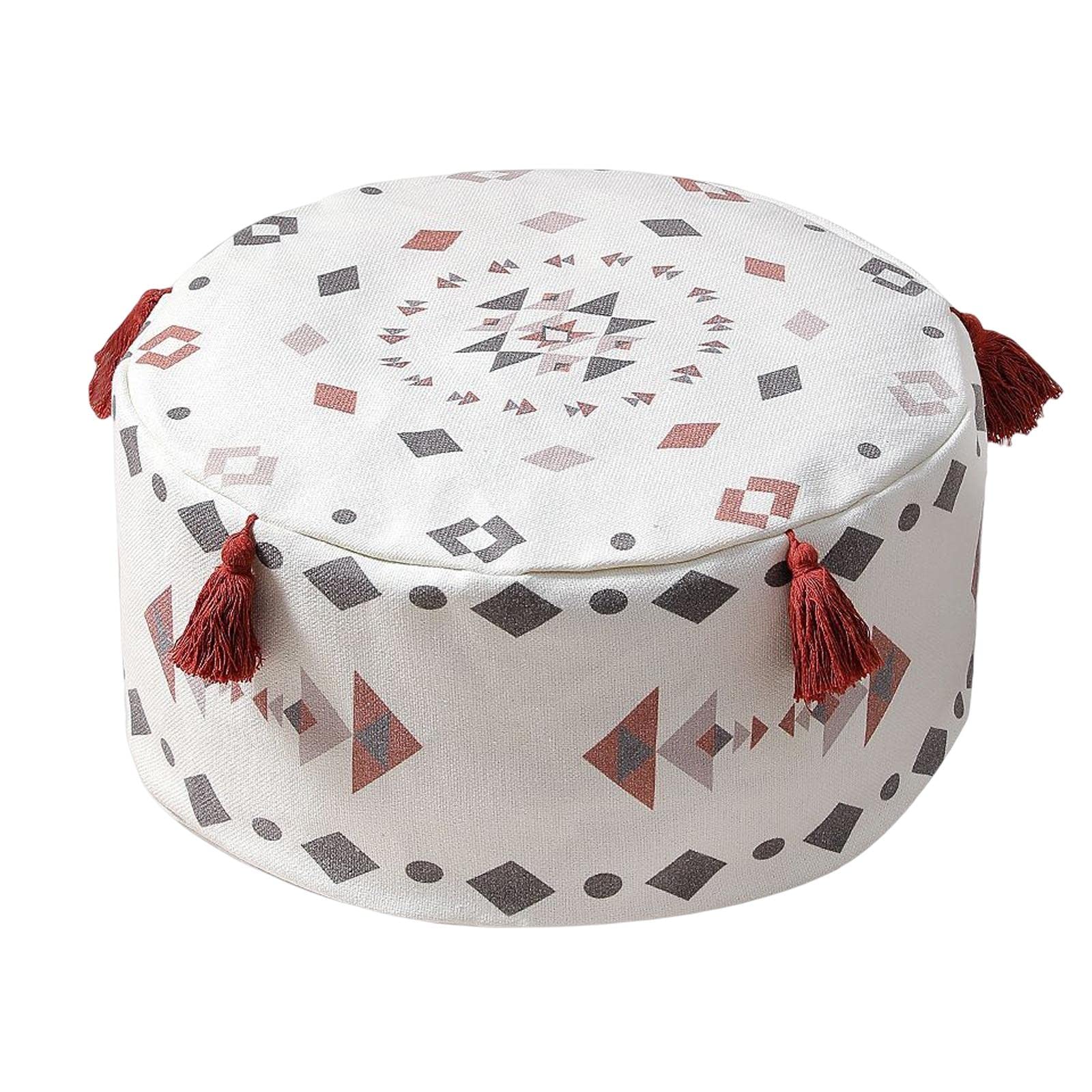 MagiDeal DIY Unstuffed Pouf Cover - Footstool Cover for Lounge, Bedroom & Living Room Decor - Red | Perfect for Home Decor, Floor Seating & Ottoman Replacement