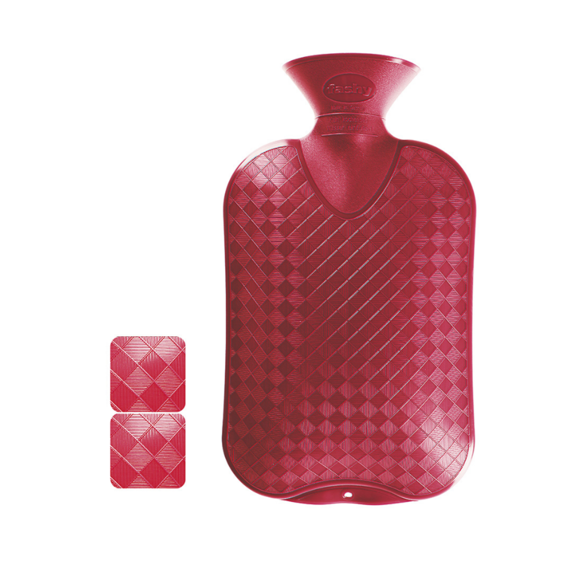 2L Raspberry Diamond Pattern Fashy Hot Water Bottle - Warm & Cozy for Winter, Period Pain Relief, Bed & Sofa Use