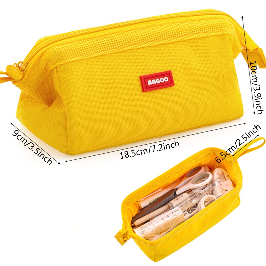 iSuperb Large Capacity Pencil Case - Portable Zipper Pencil Pouch Organizer for School, Office & Travel - Storage Bag for Pens, Cosmetics & Makeup Accessories (Yellow) - Perfect for Students, Artists & Professionals