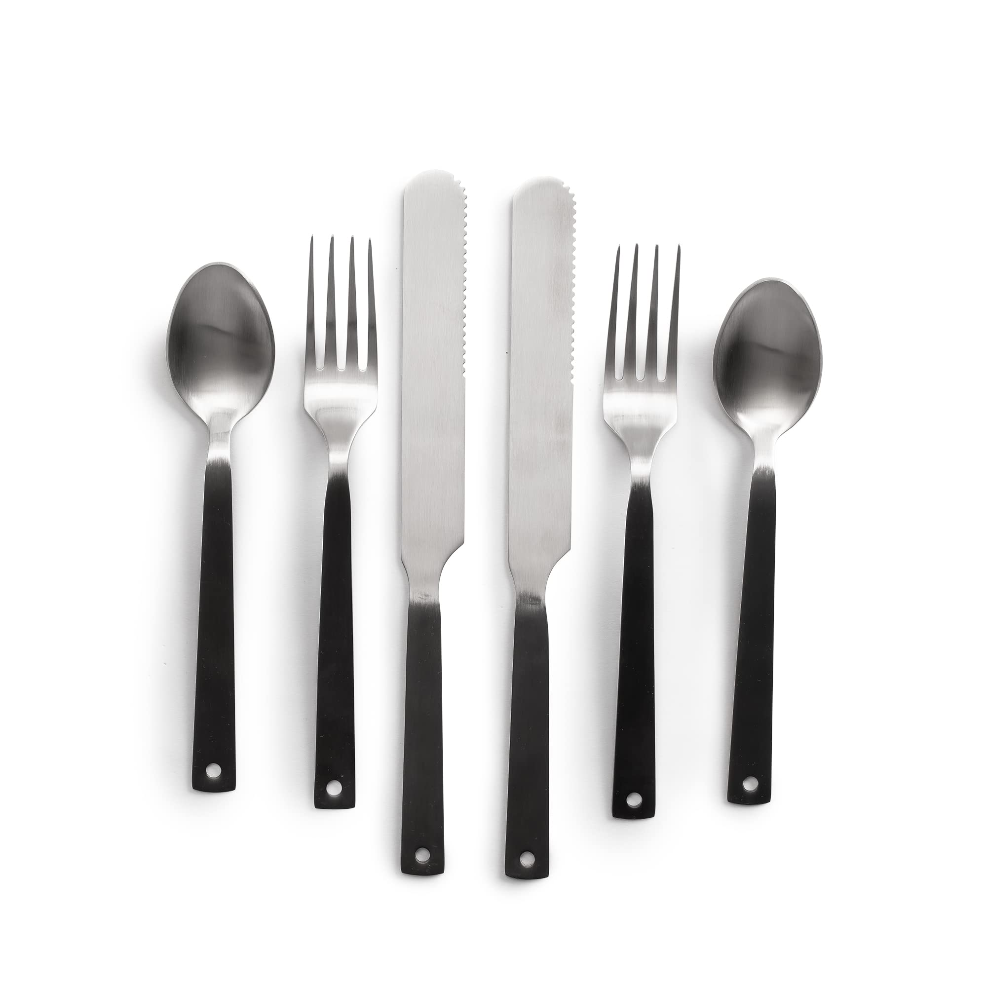 Premium Stainless Steel Flatware Set - 6-Piece Silverware for Camping, Picnics & Formal Dining - Includes Forks, Knives & Spoons - Durable Polished Cutlery for Outdoor Adventures & Elegant Dinner Parties (Silver)