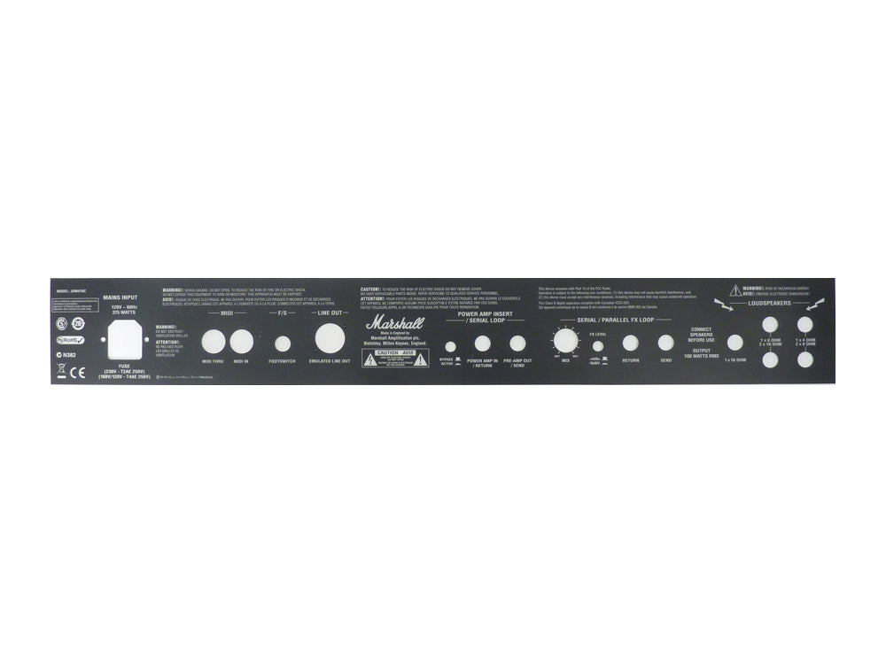 Marshall JVM410C Guitar Amplifier Rear Faceplate Replacement Part - Perfect for Amp Repair & Maintenance in Home Studios & Live Performances