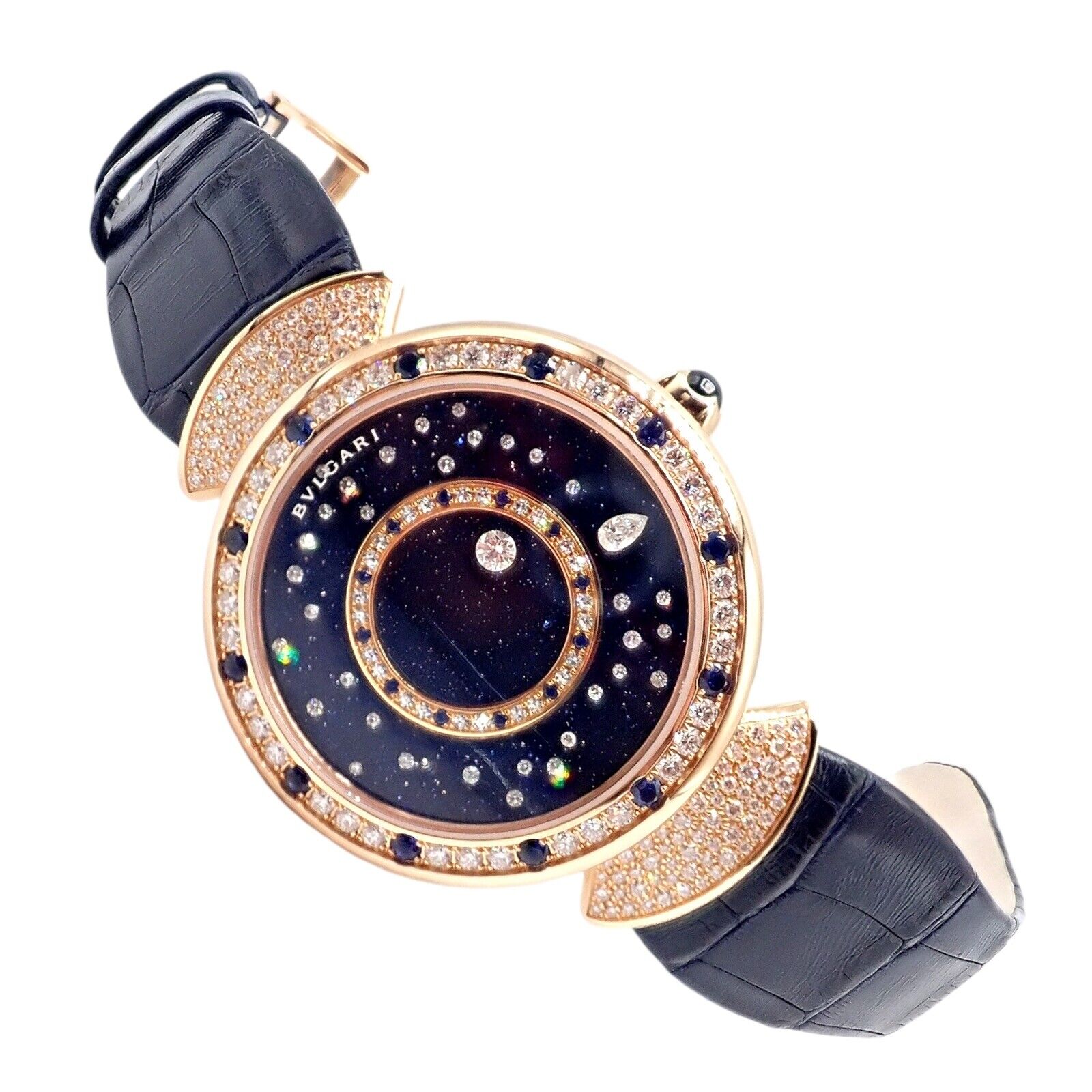 Bulgari 18k Rose Gold Diamond Sapphire Divas Dream Automatic Roman Night Watch - Luxury Women's Timepiece for Gala Events & Evening Occasions