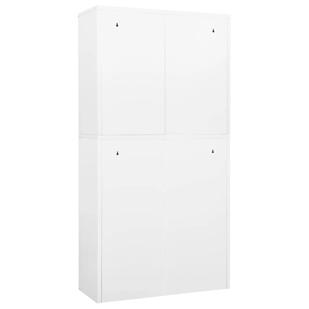 vidaXL White Steel Filing Cabinet with Shelves - Lockable Metal Storage Cabinet for Home Office & Living Room | Industrial Style Organization for Documents & Supplies