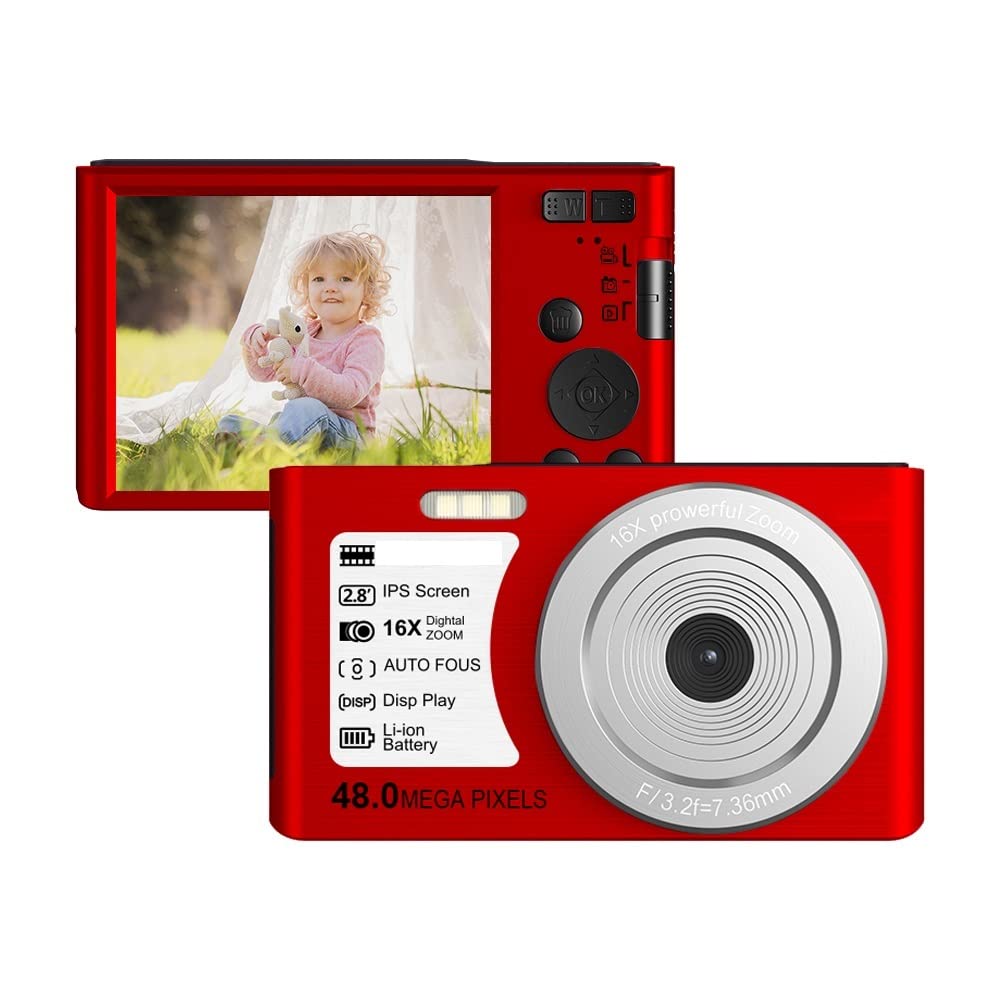 Retro Vintage AUBEST 48MP 4K Digital Video Camera Camcorder with Auto Focus - Portable Compact Vlog Camera for Photography & YouTube Content Creation (Includes 64GB SD Card, Rosso Red) - Perfect for Travel Vlogging, Family Events & Outdoor Adventures