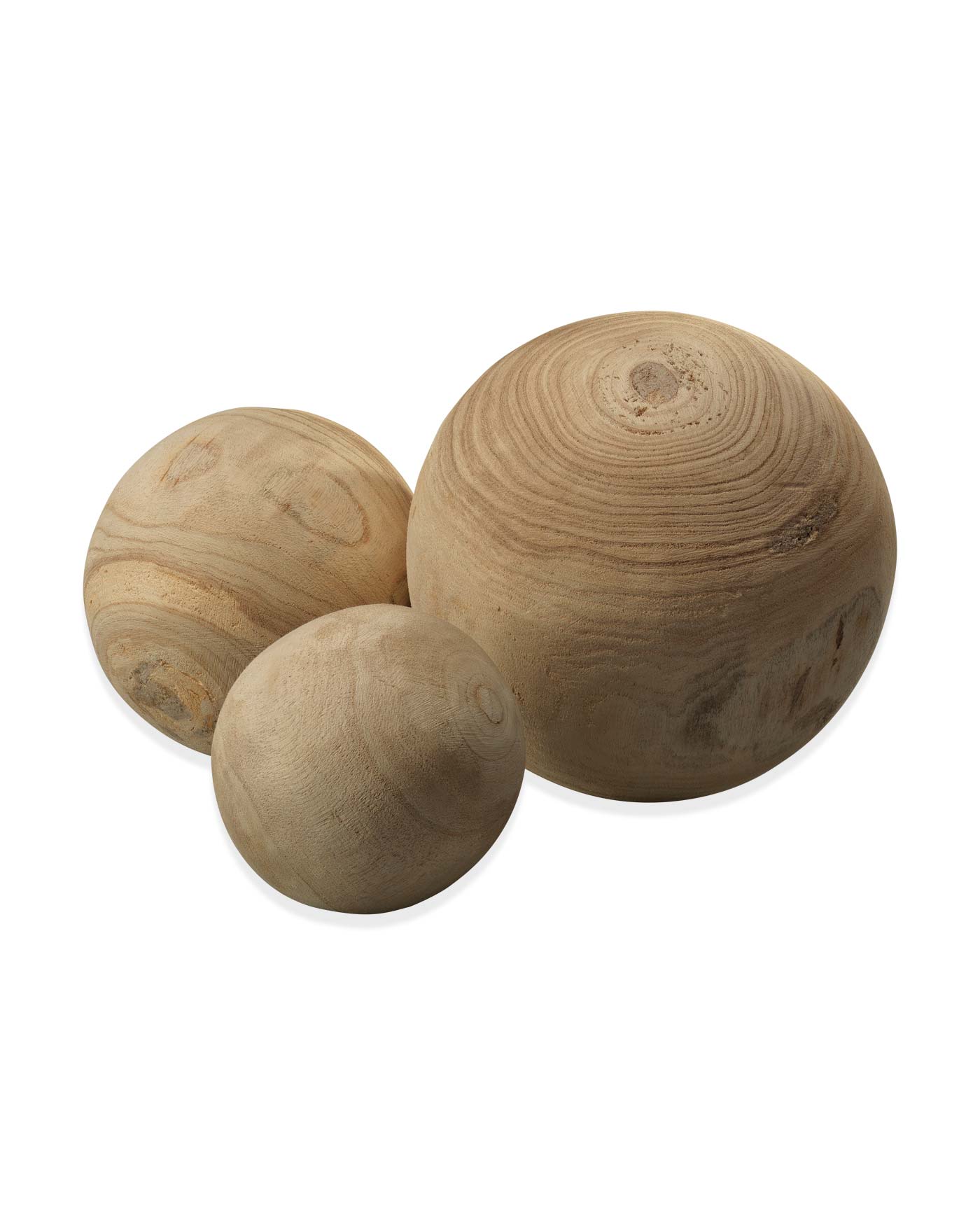 Premium Malibu Wood Balls Set of 3 - Natural Wooden Spheres for Home Decor, Table Centerpiece, DIY Crafts & Shelf Display - Perfect for Coastal, Boho & Farmhouse Style Decorating