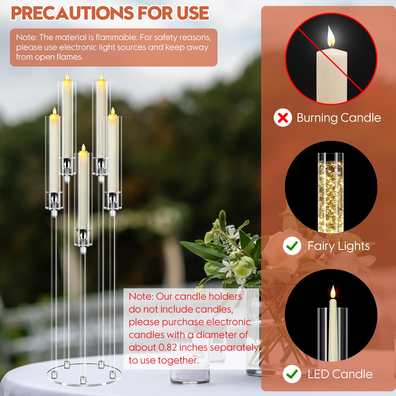 4-Piece 5-Arm Acrylic Candle Holder Set - 34.6