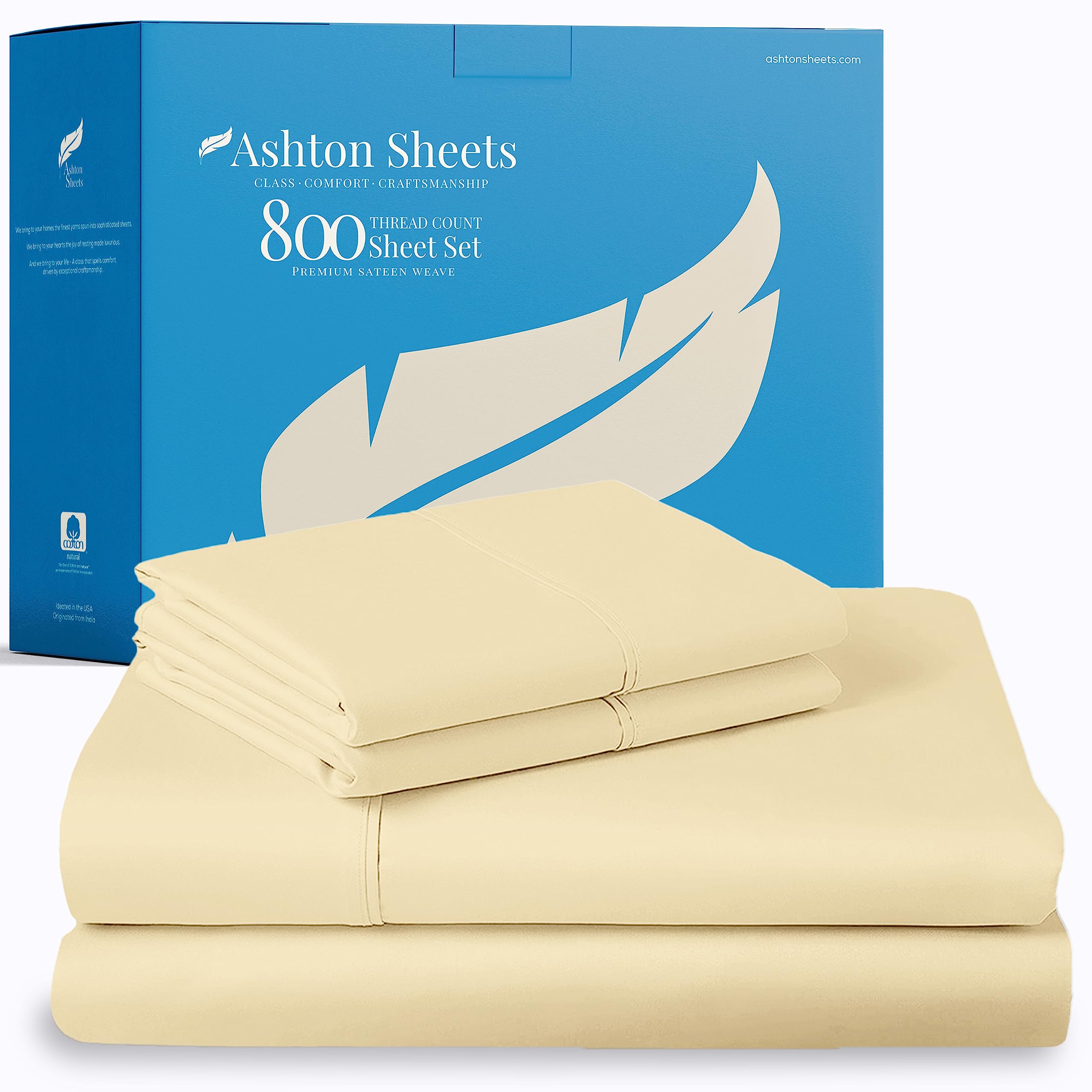 800 Thread Count 100% Egyptian Cotton California King Sheet Set - 4 PC Premium Cooling Sateen Bed Sheets for Luxurious Comfort | Perfect for Hot Sleepers & Master Bedrooms