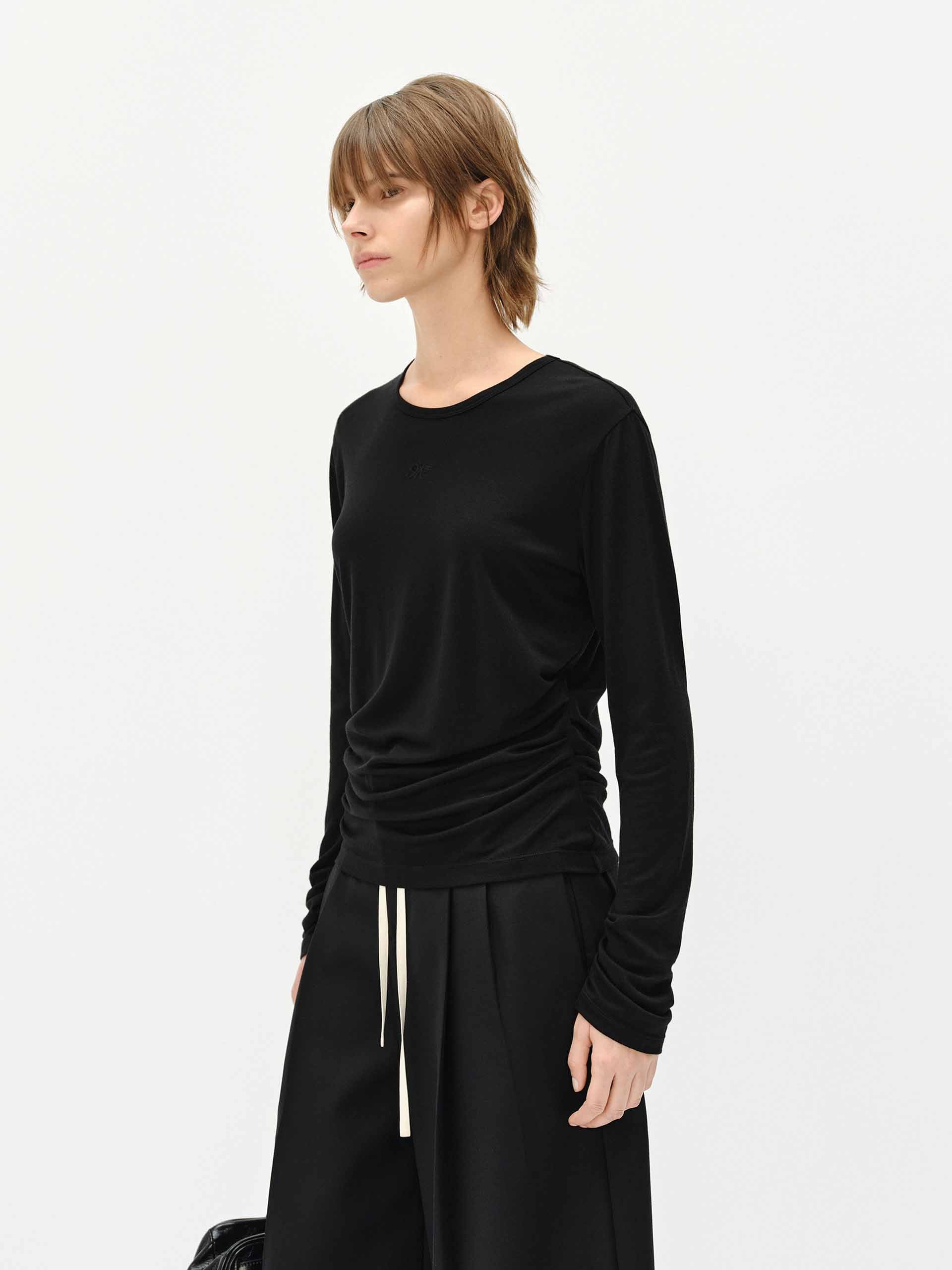 Lightweight Side Pleated T-Shirt for Women - Casual & Comfortable Summer Top - Perfect for Everyday Wear, Outings, and Layering