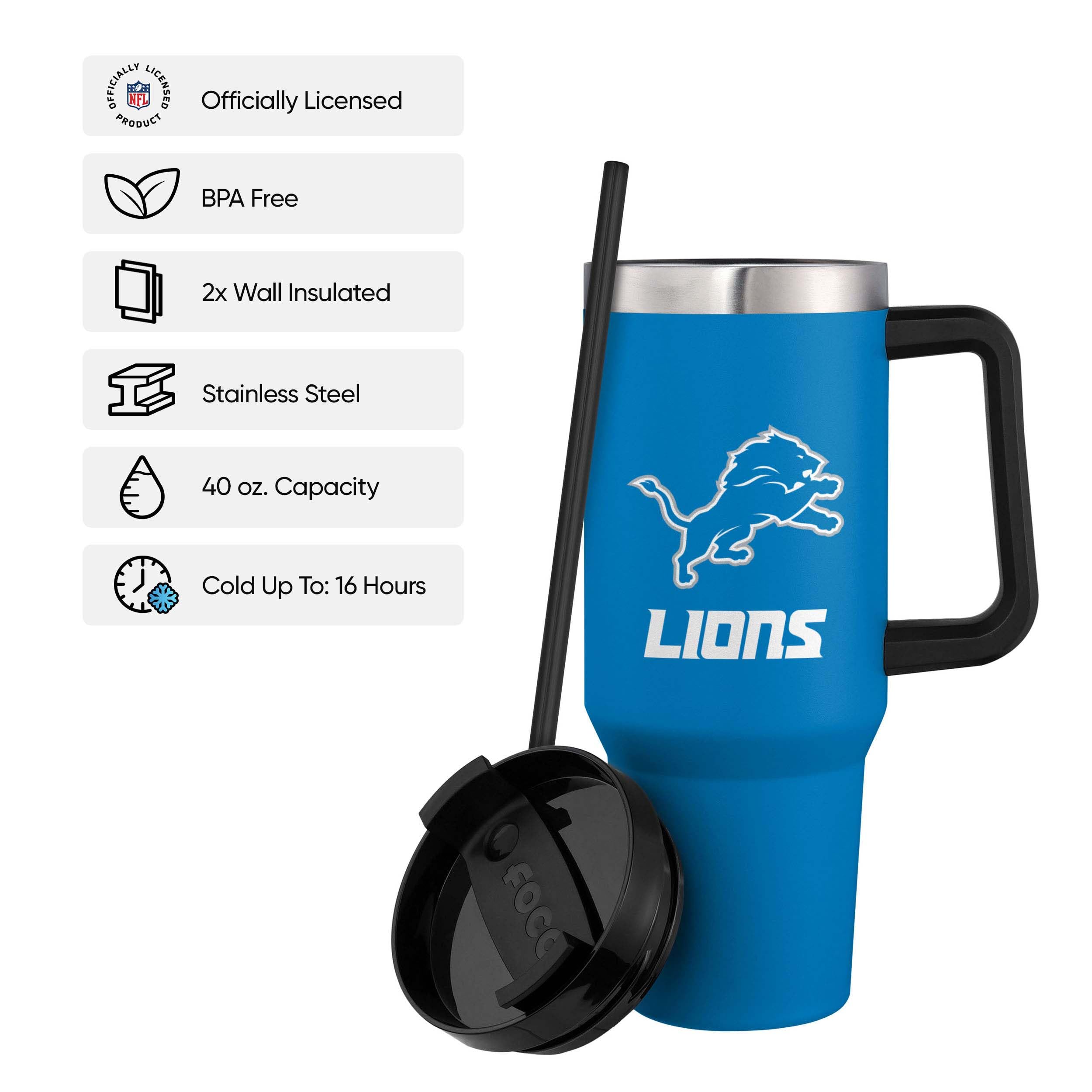 FOCO NFL Team Logo Insulated Travel Mug 40oz XL Tumbler - Unisex Stainless Steel Vacuum Flask for Hot & Cold Drinks - Perfect for Football Games, Office Commute, Camping & Outdoor Activities