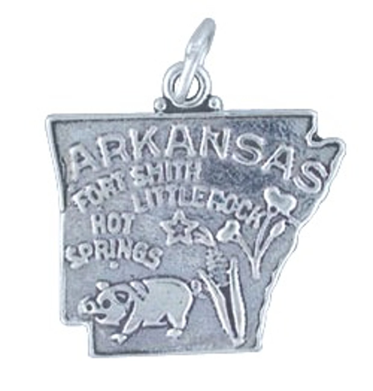 Sterling Silver 0.8mm Box Chain Necklace with Arkansas State Pendant for Girls - Perfect for Birthdays, Gifts & Everyday Wear
