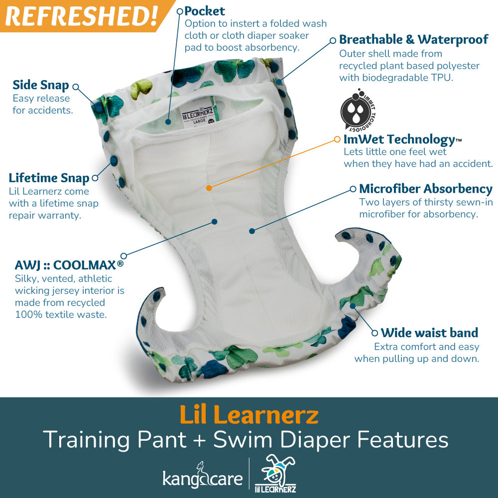 Lil Learnerz 2.0 Training Pants & Swim Diapers for Toddlers - Soft Reusable Potty Training Underwear & Waterproof Swim Diaper for Baby Boys & Girls - Perfect for Swimming Lessons & Potty Training