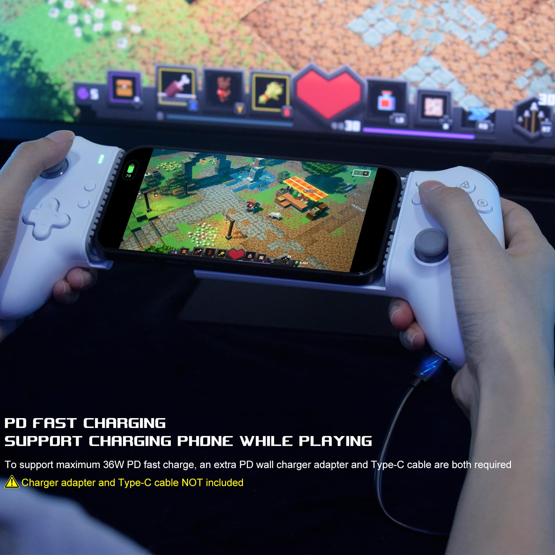 arVin USB C Mobile Gaming Controller for iPhone 16/15 & Android - Hall Effect Joysticks, Turbo & Back Keys | Plug & Play for PS5/PS4/Xbox/PC, Cloud Gaming & Emulators | Perfect for Mobile Gaming, Remote Play & Competitive Esports