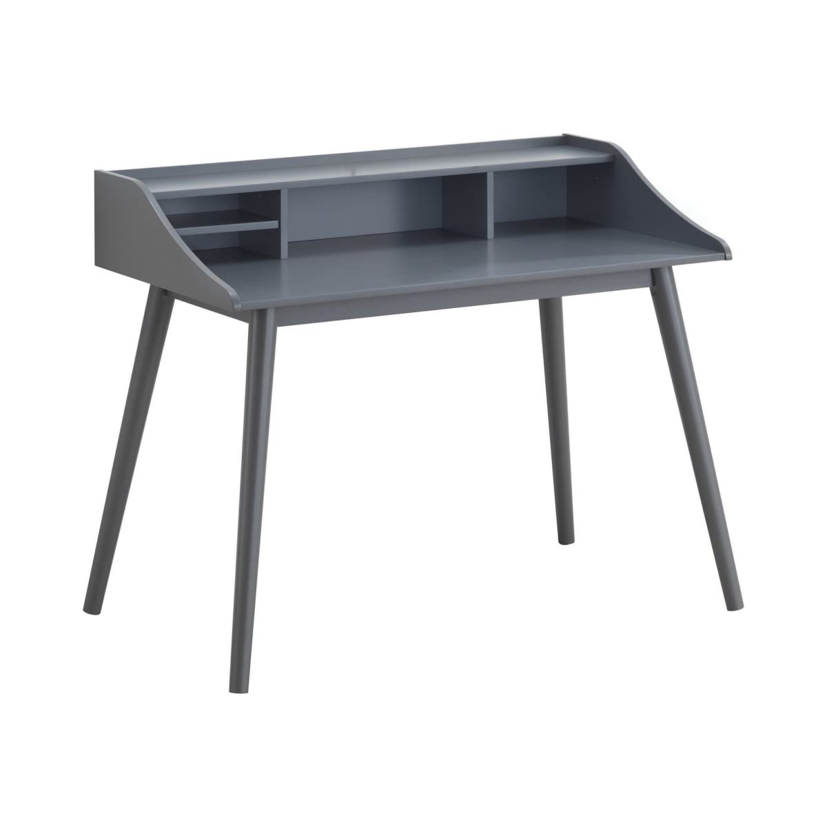 Benjara BM242018 4-Compartment Wooden Writing Desk in Gray - Perfect for Home Office, Study Room & Small Spaces