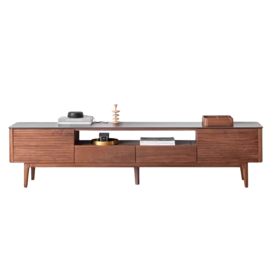 70.9x15.4x18.9 inch/ 180x39x48сm/ walnut color/ Rock slab two-drawer TV cabinet