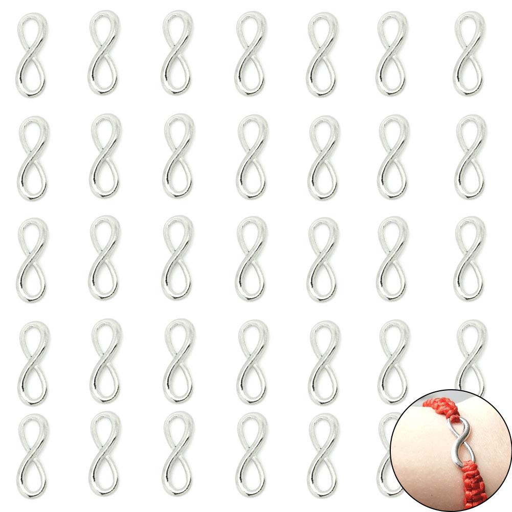 FAFAHOUSE 100 PCS Alloy Infinity Link Connectors - Antique Silver Love Symbol Charms for Jewelry Making, DIY Bracelets & Necklaces - Perfect for Gifts, Wedding Favors & Handmade Crafts