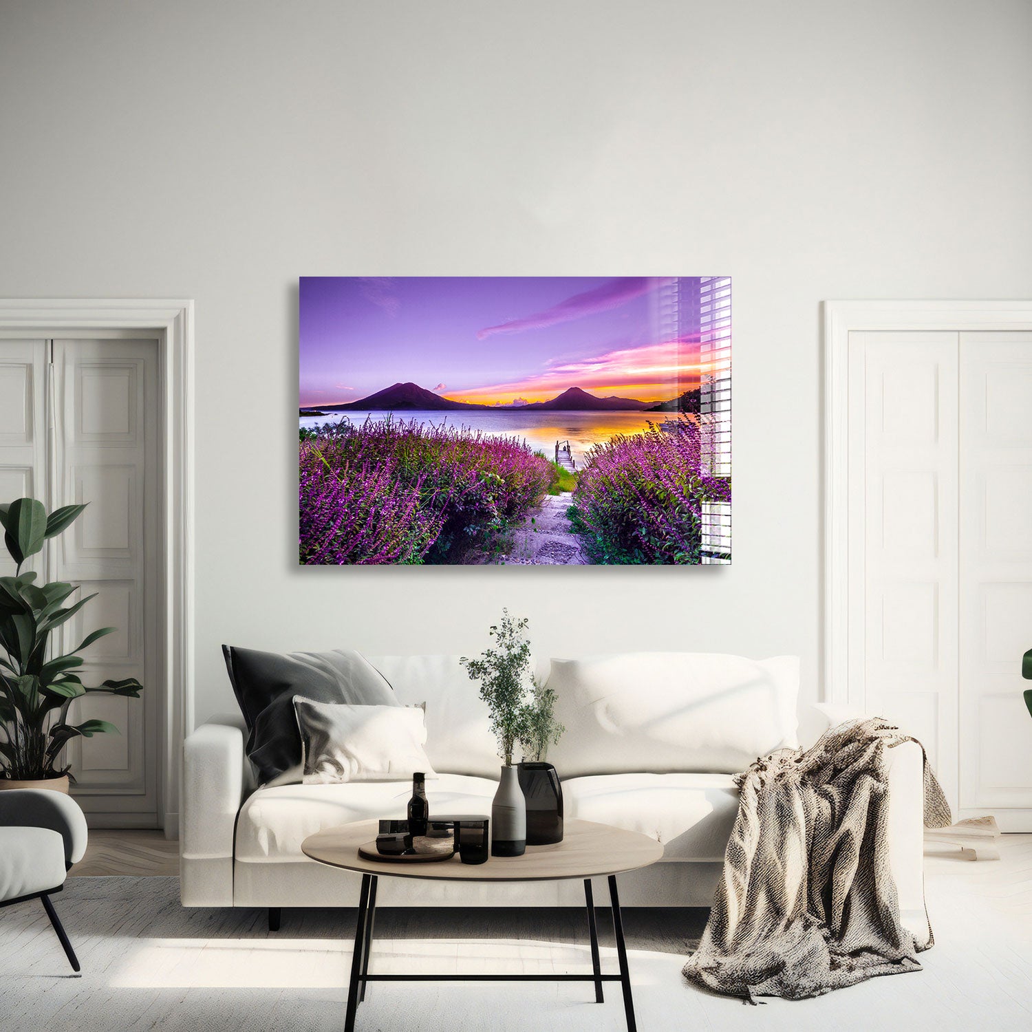 Stunning Purple Sunset Wall Art - Handmade Canvas Painting for Home & Office Decor | Perfect for Living Room, Bedroom, or Gift