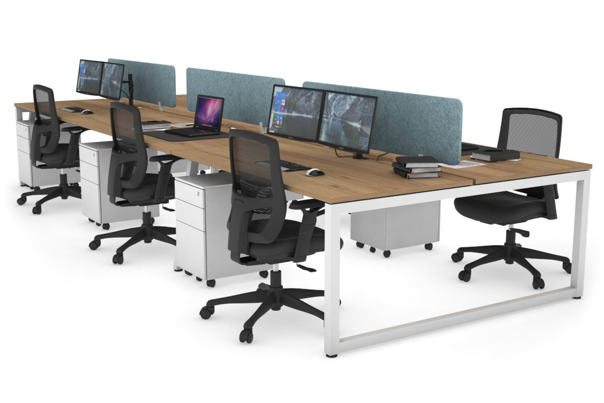 Quadro Loop Legs 6-Person Office Workstation Desk - 1800L x 800W with Cable Management | Modern Collaborative Workspace Solution for Team Projects & Open Office Layouts