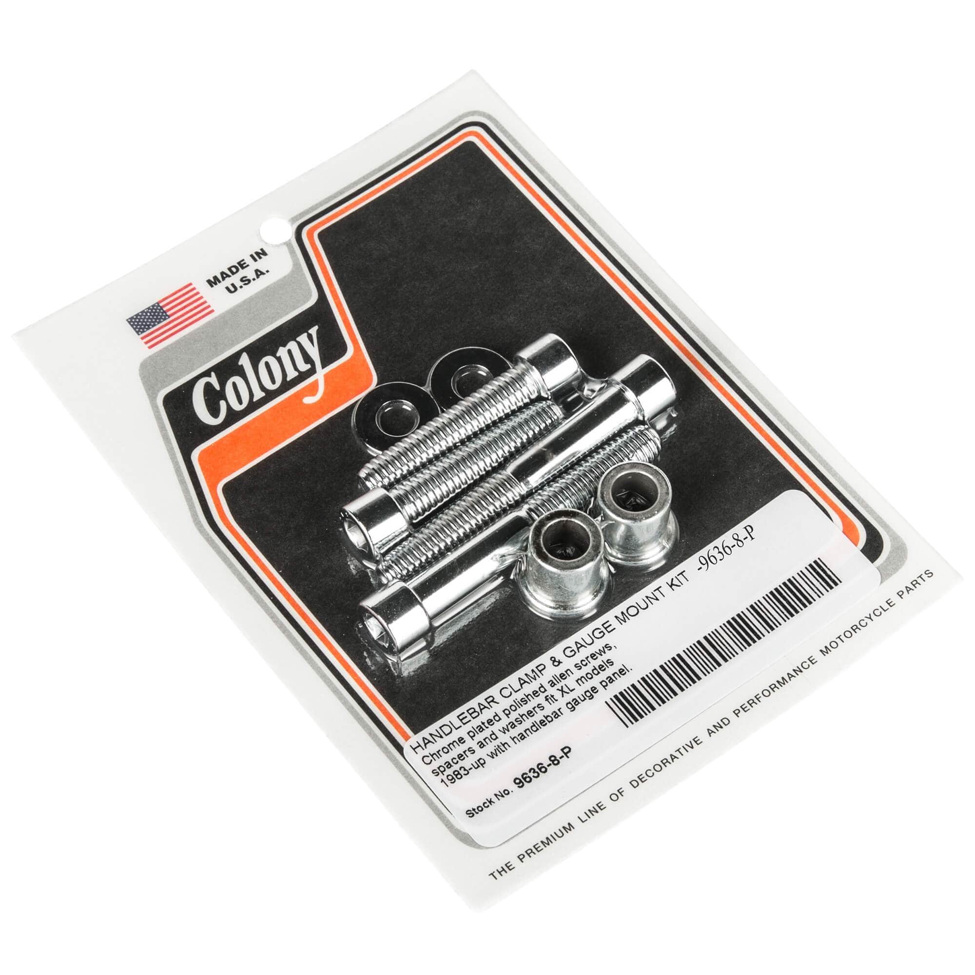8 P Handlebar Clamp Gauge Smooth Allen Mounting Kit for 1983-Up Harley Davidson XL - Chrome Plated - Perfect for Motorcycle Customization & Gauge Installation