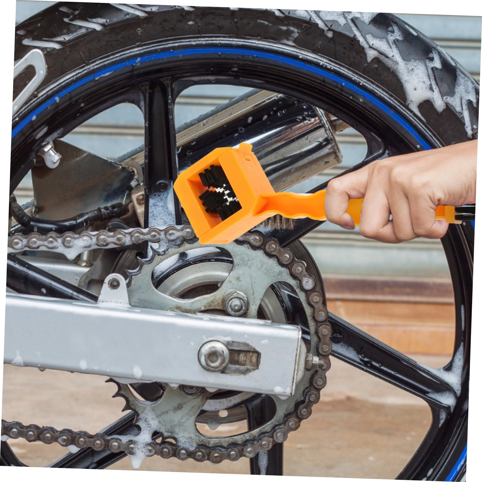 Bike Chain Cleaner Brush Set - Durable Motorcycle Chain Cleaning Tool with Toothbrush Design - Perfect for Bicycle & Motorcycle Maintenance, DIY Repair, and Outdoor Riding Gear Care